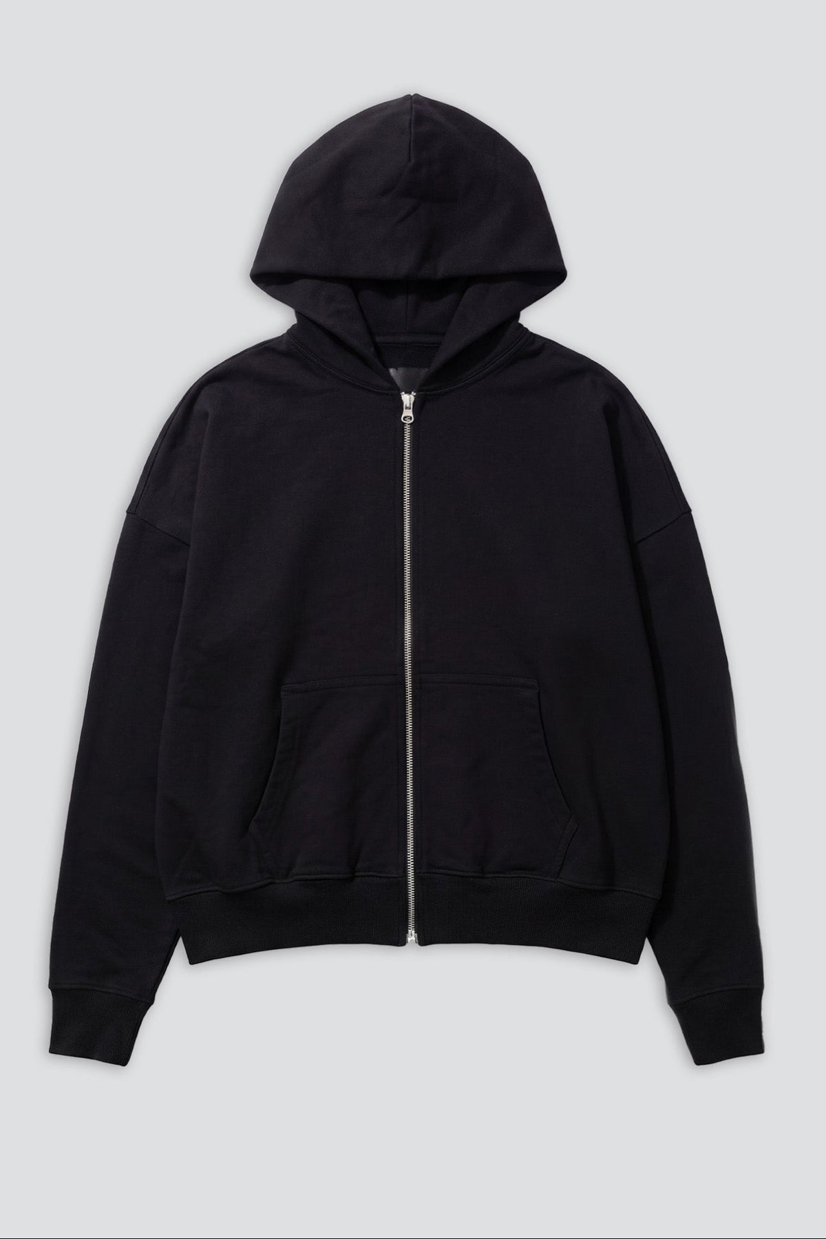 Black Cropped Zip Hoodie
