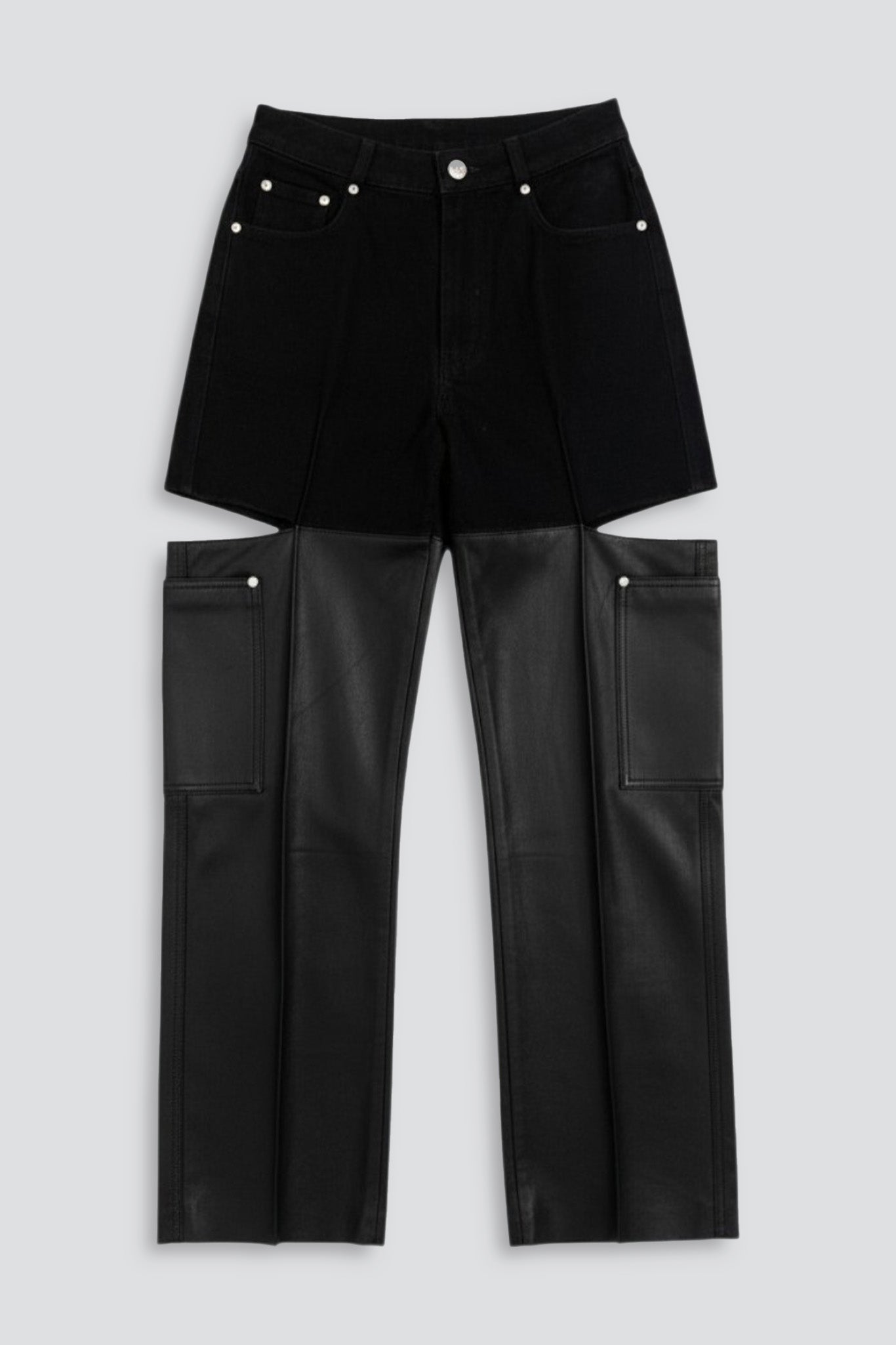 Black Cutout Leather Pants