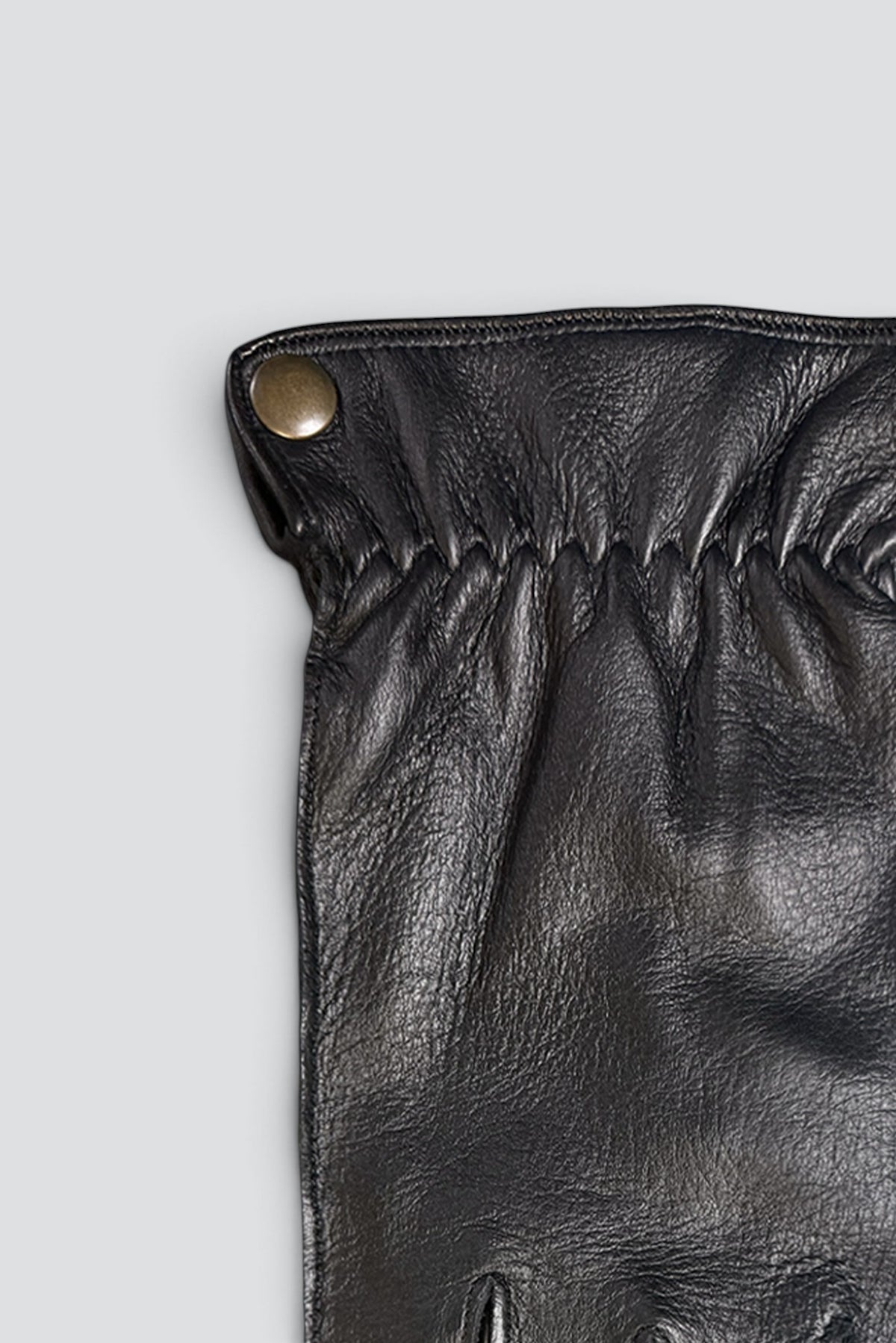 Black Deerskin Leather Snap Glove