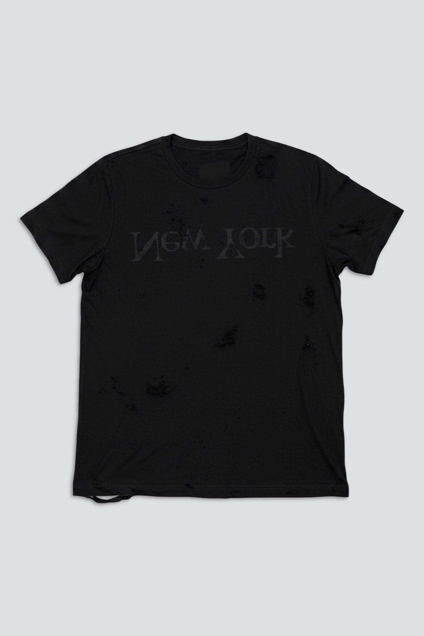 Black Distressed Faded New York Logo T-Shirt