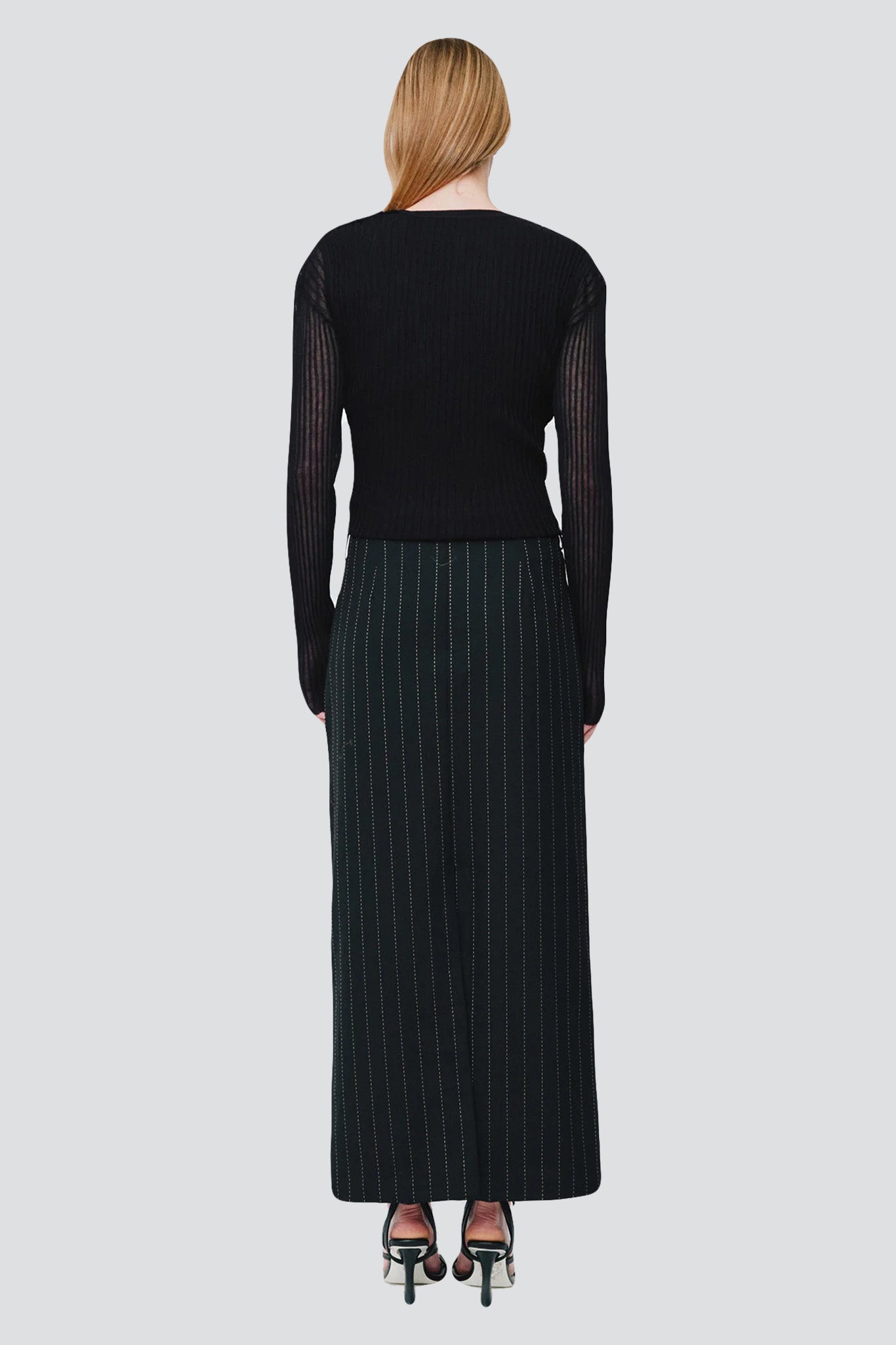 Black Double Up Rib Cardigan