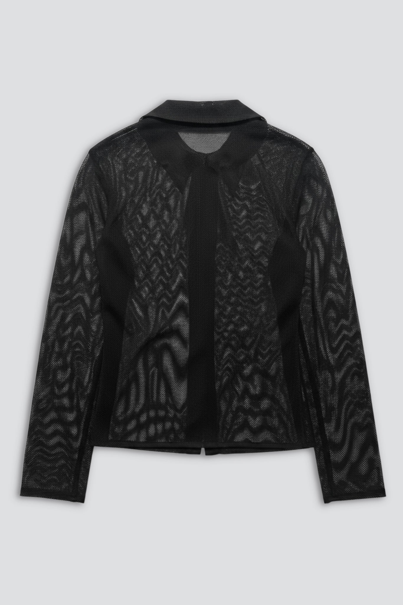 Black Fishnet Fitted Button Up