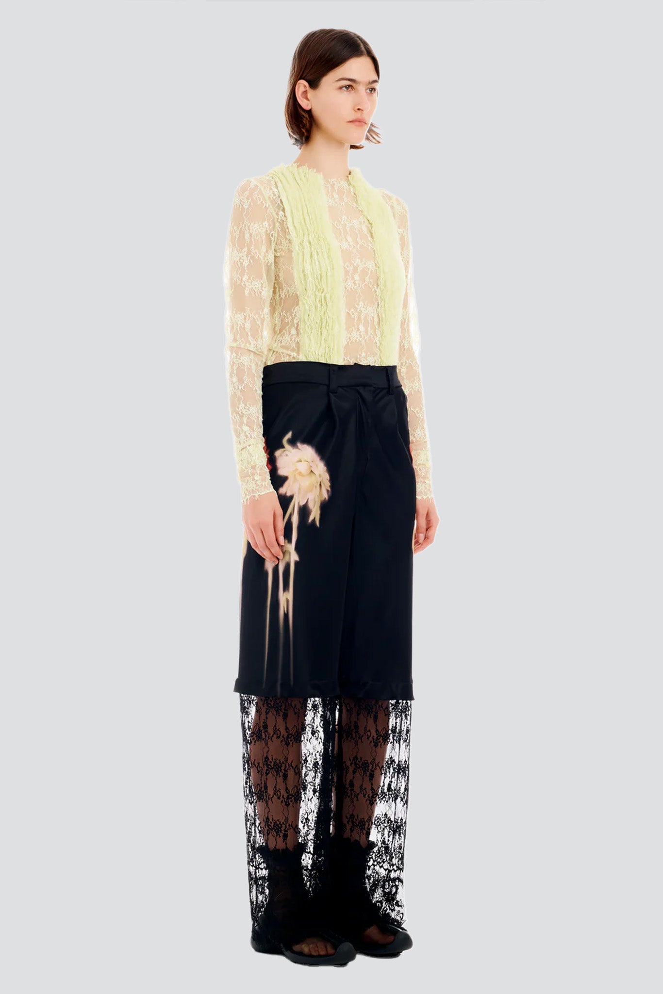 Black Flower Drip Dante Lace Trouser