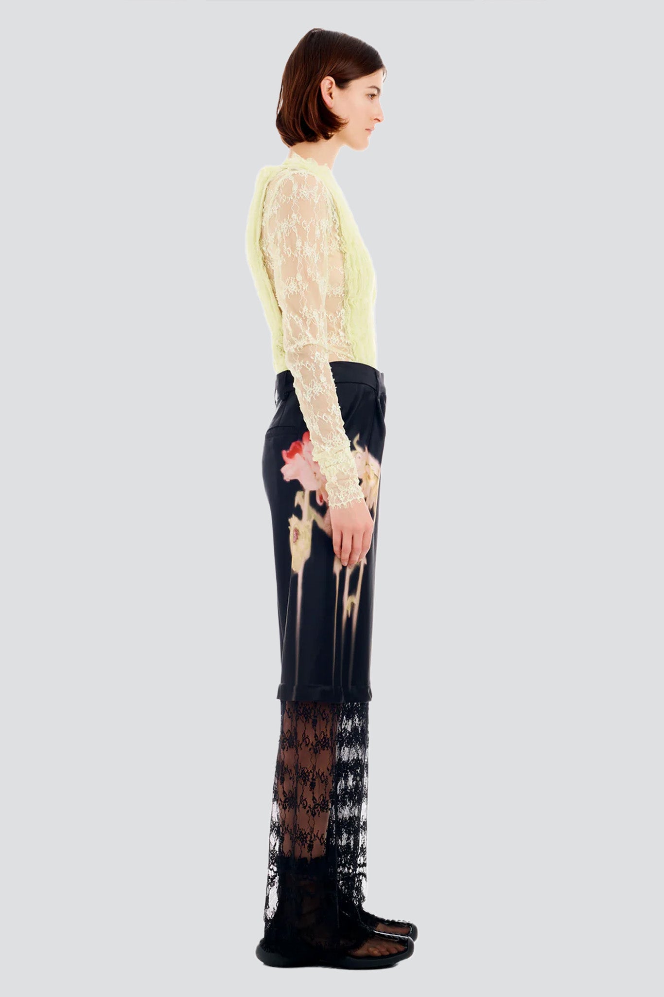 Black Flower Drip Dante Lace Trouser