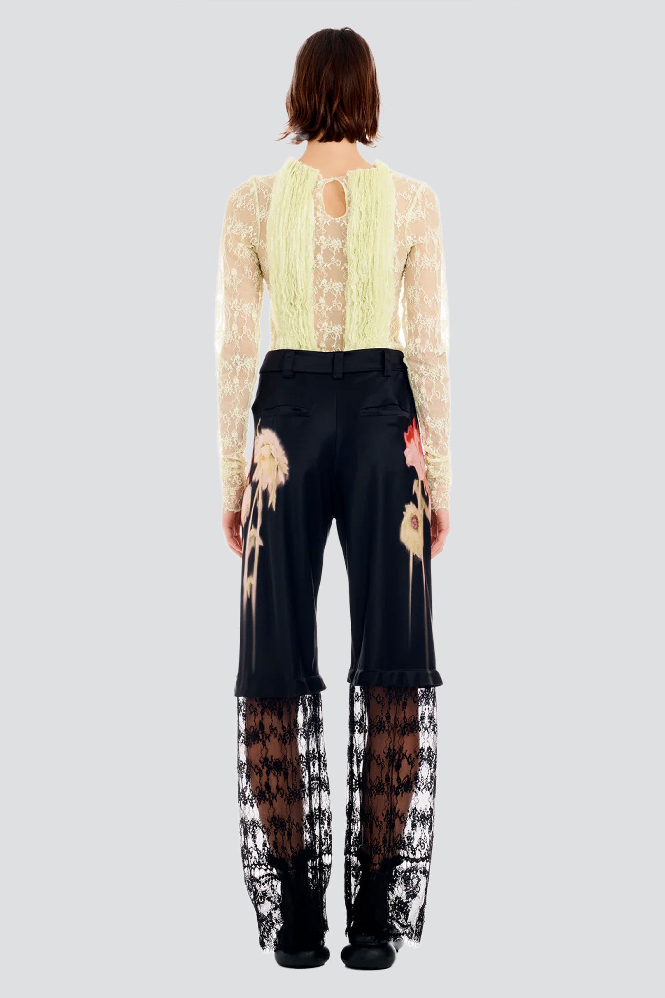 Black Flower Drip Dante Lace Trouser