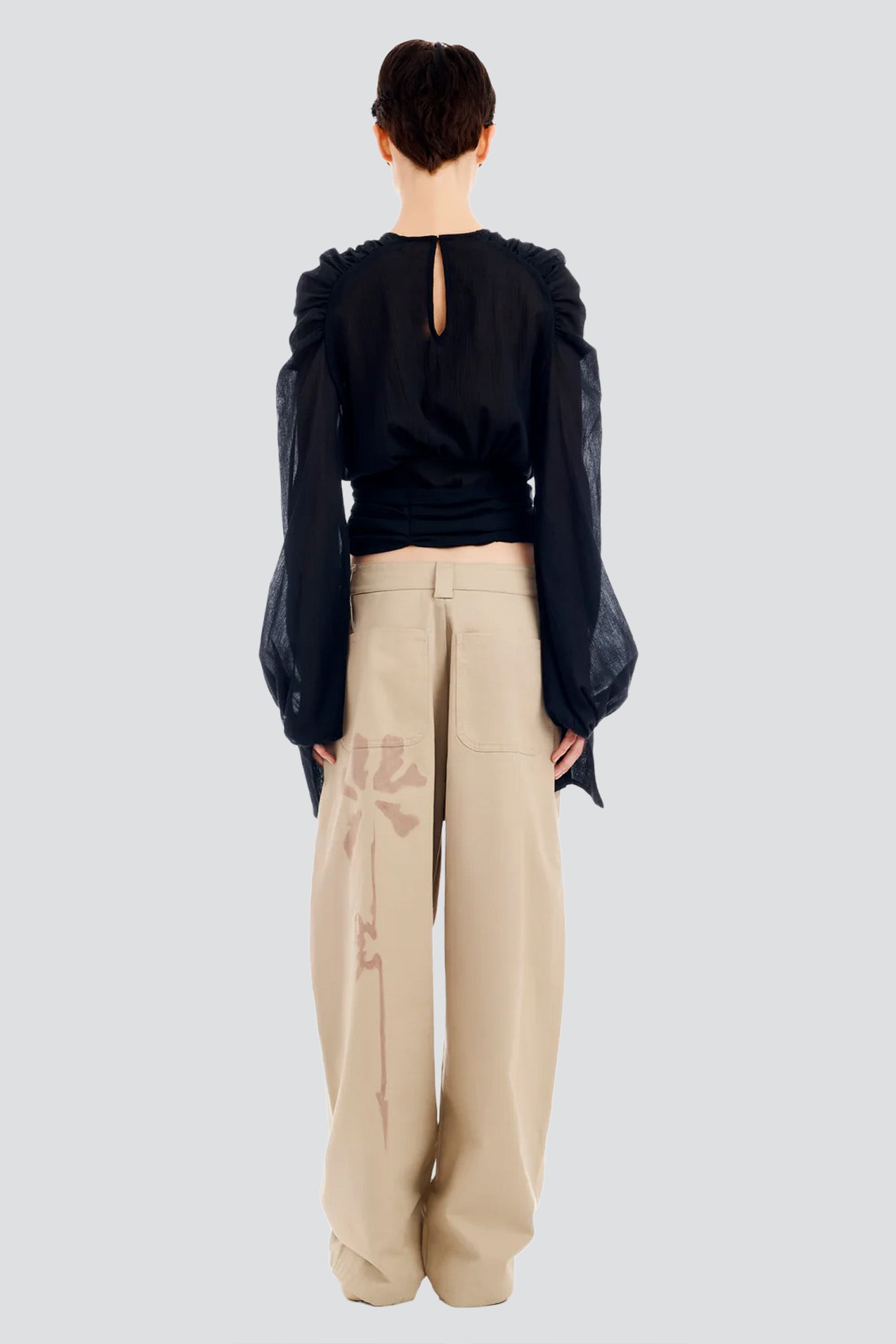 Black Flower Drip Iris Top