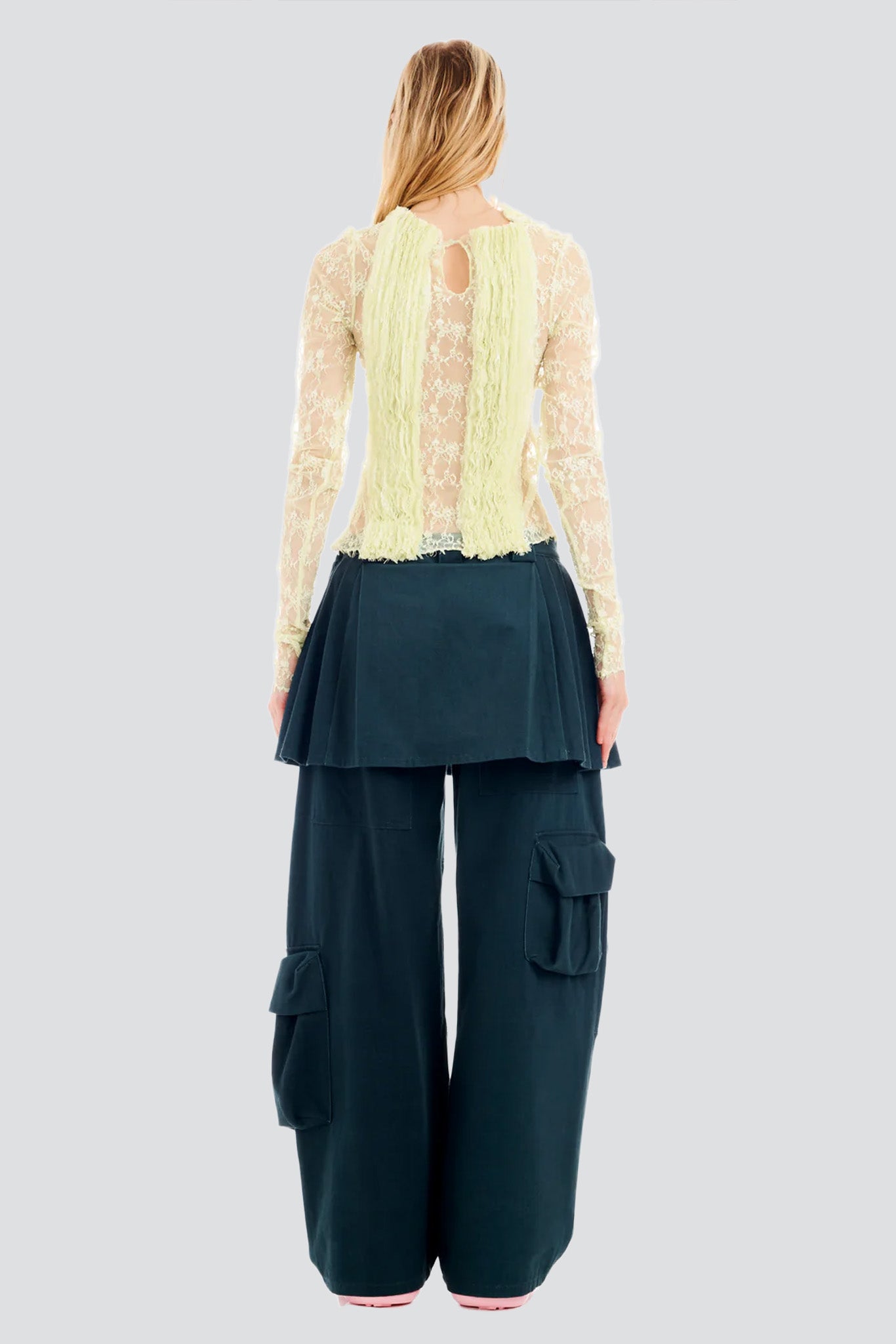Black Flower Drip Lawn Skirt Cargo Pant