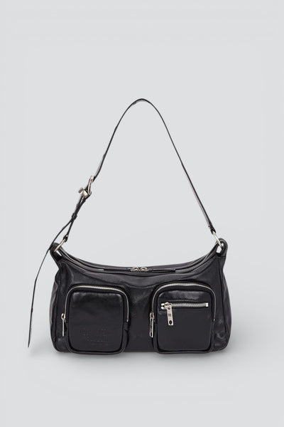 【MARGE SHERWOOD】 OUTPOCKET HOBO_black BlackGlossyPlainOutpocketHobo-