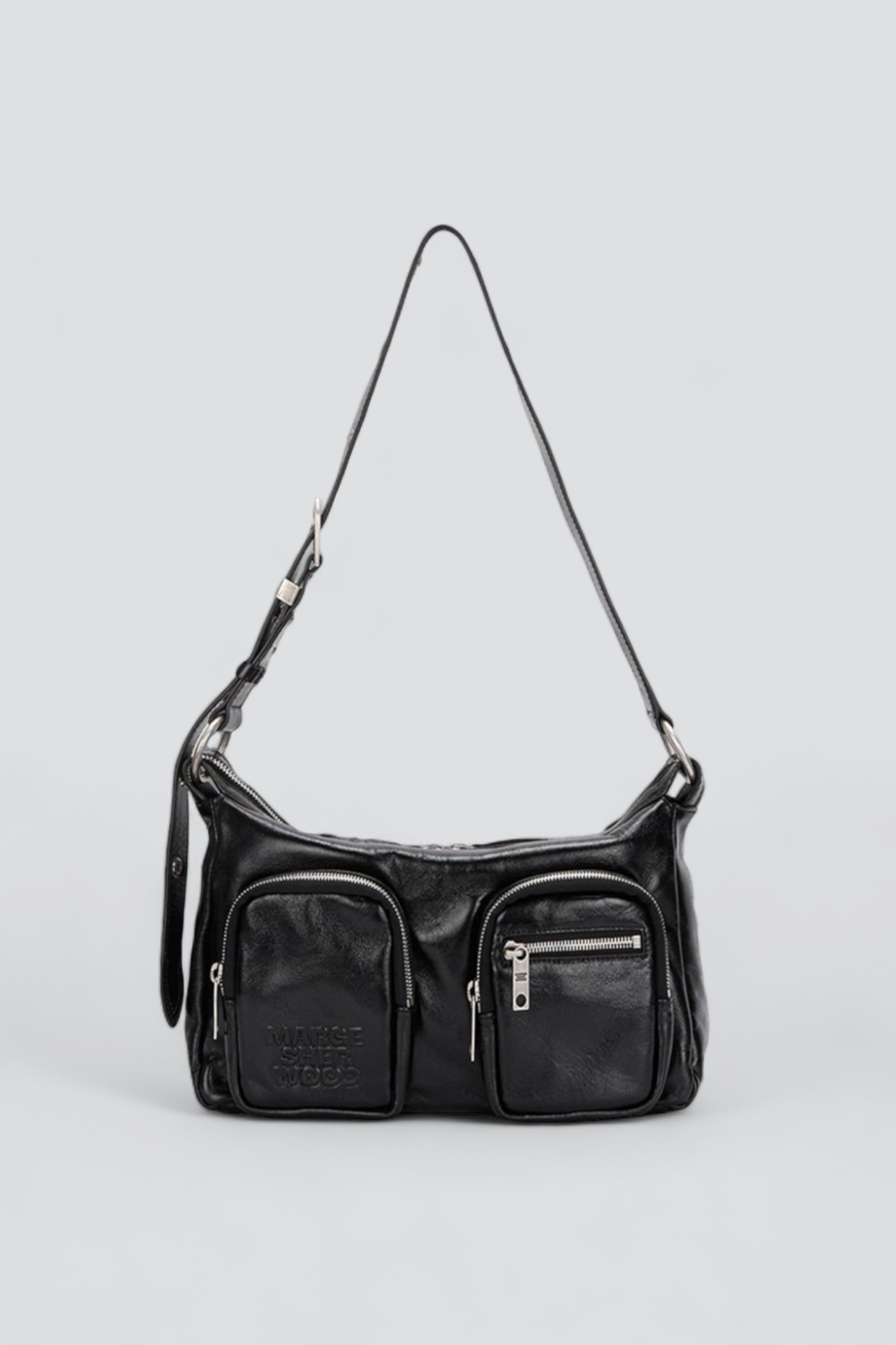 Black Glossy Plain Outpocket Hobo