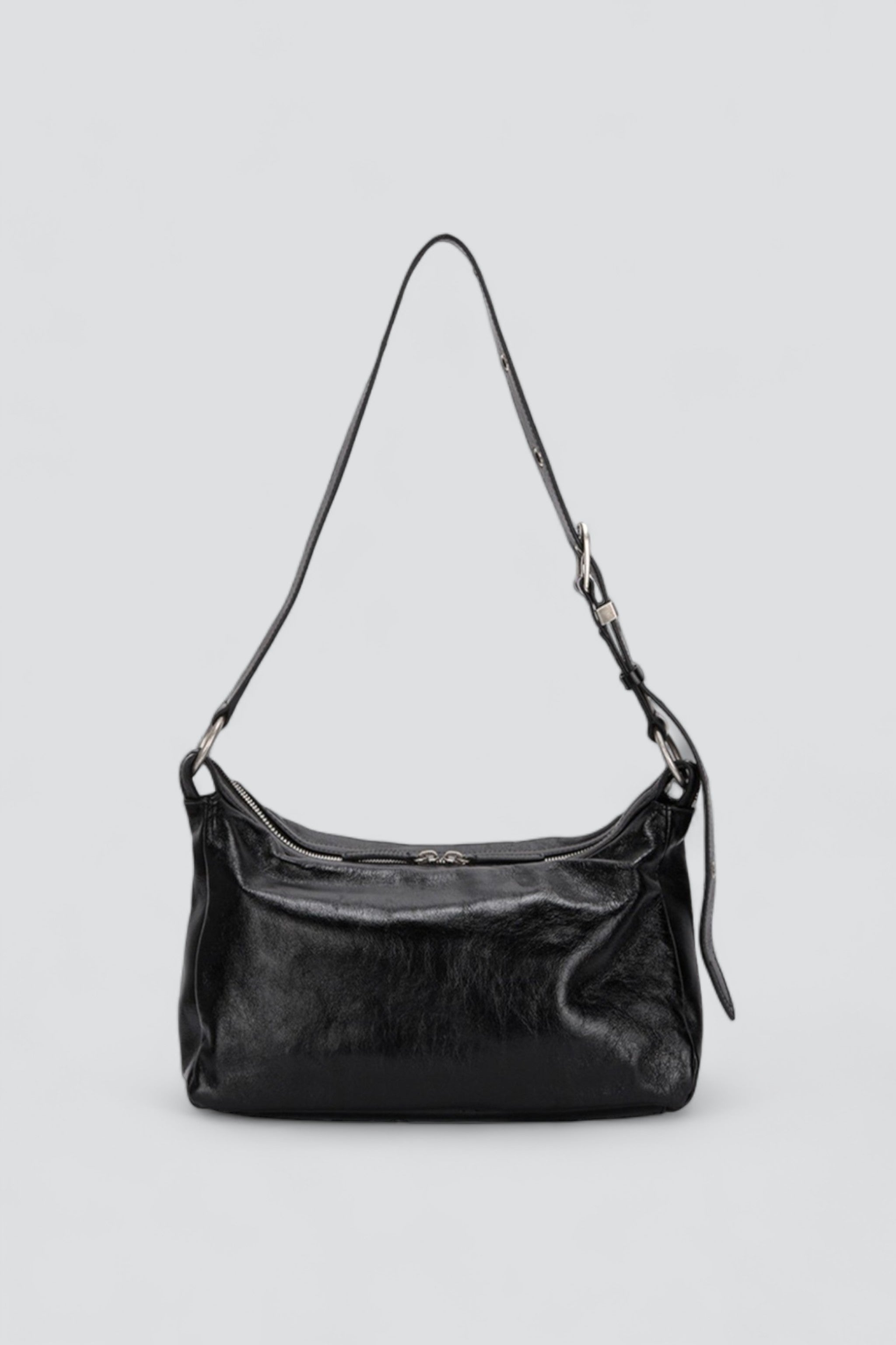 Black Glossy Plain Outpocket Hobo - Marge Sherwood – Assembly New York
