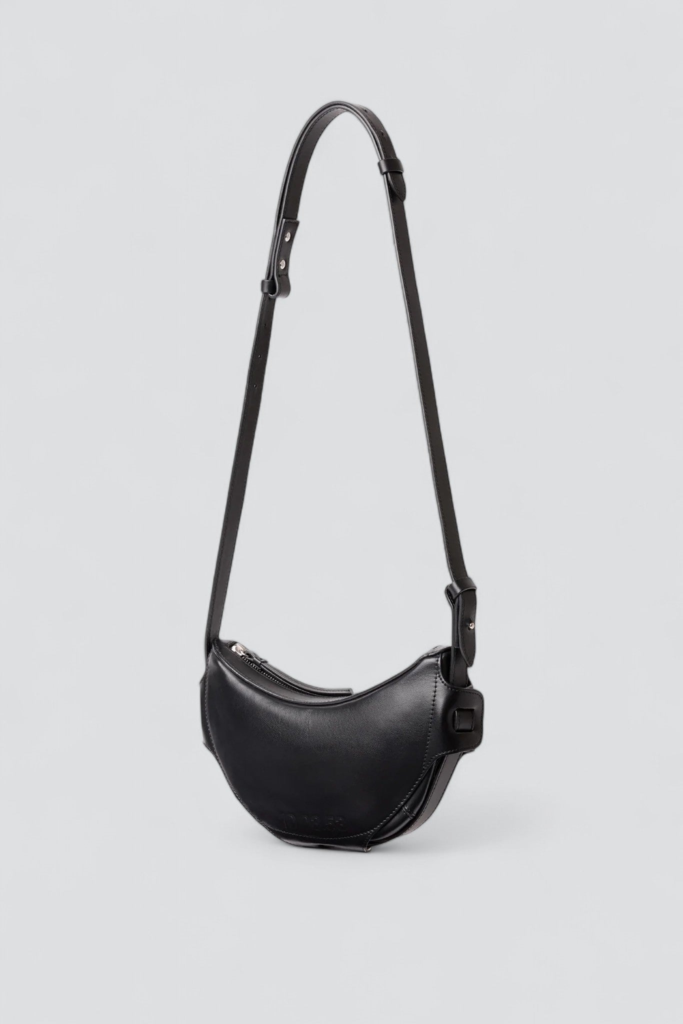 Black Leather Half Moon Bag