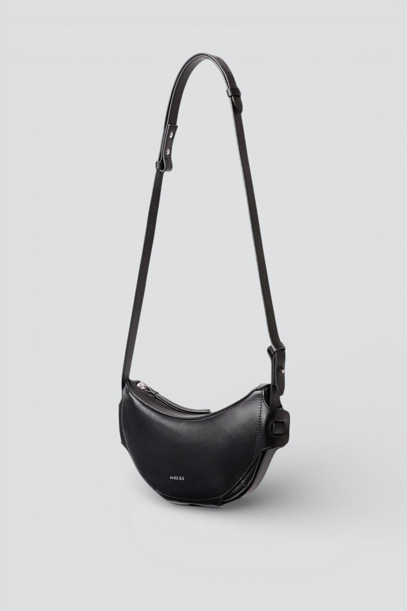 Black Leather Half Moon Bag