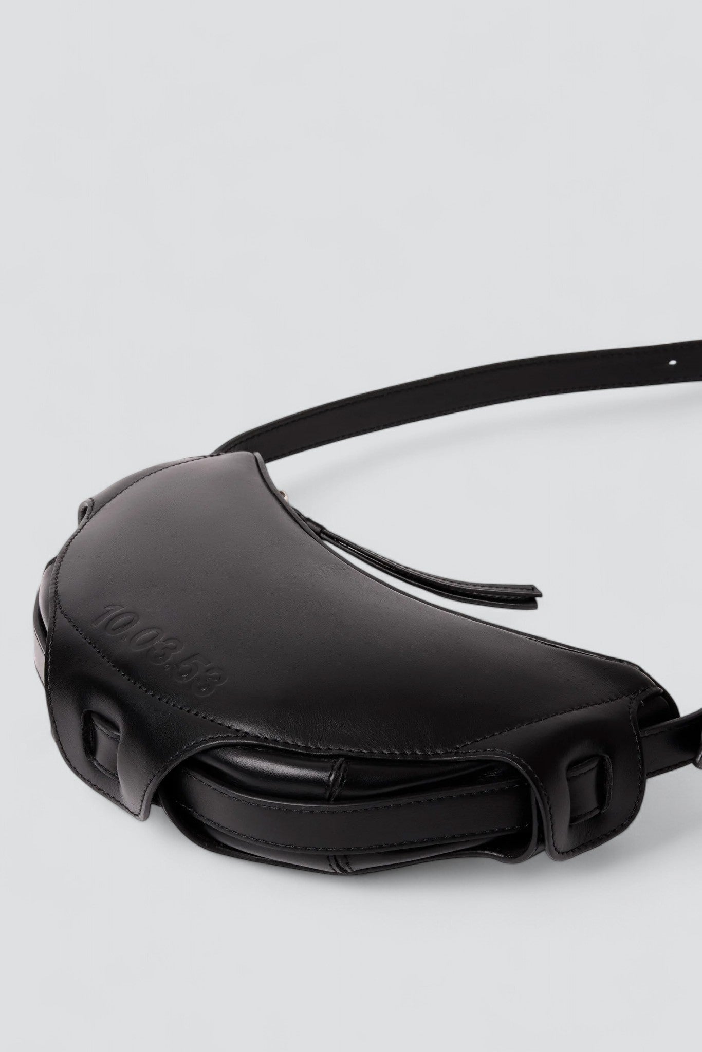 Black Leather Half Moon Bag