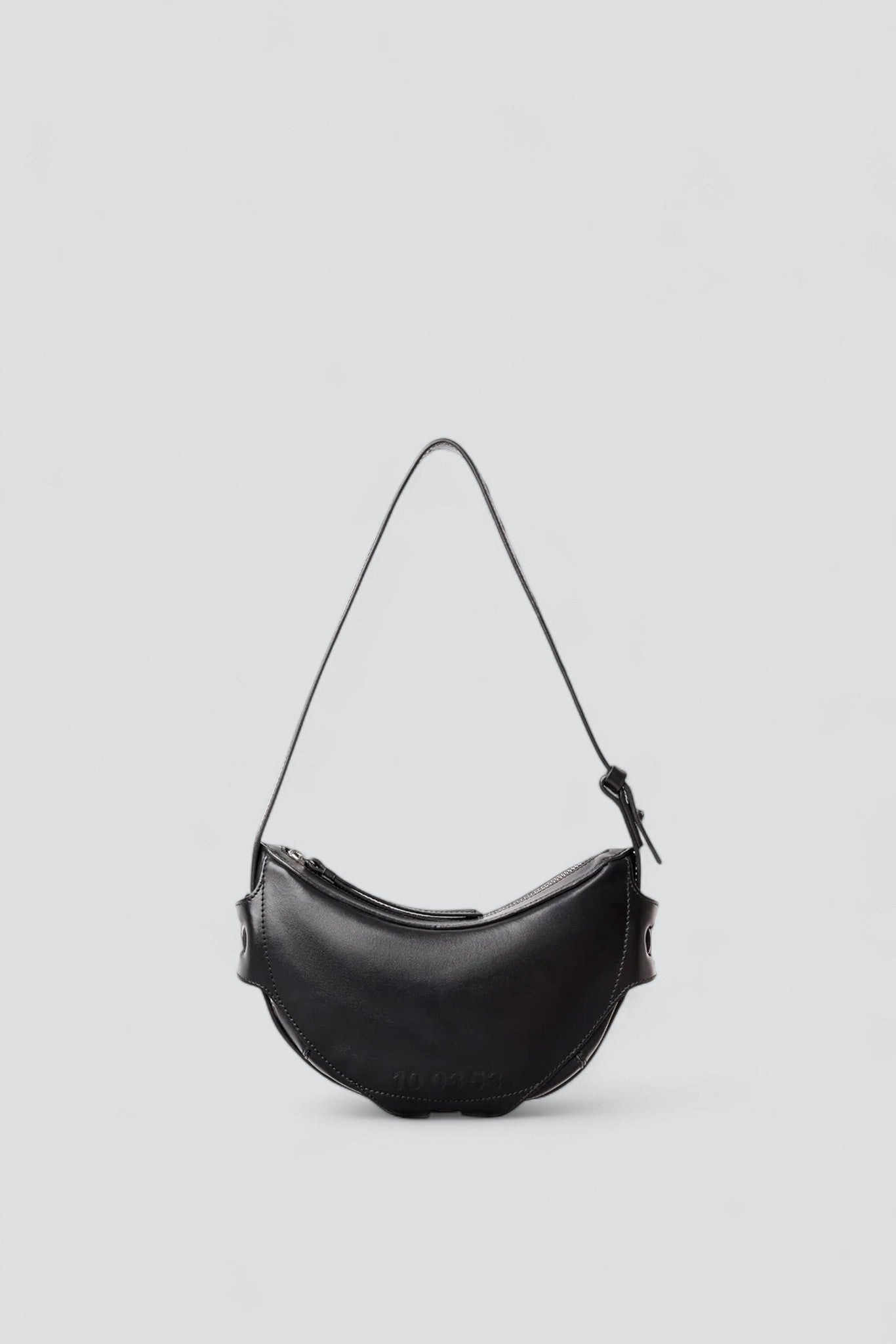 Black Leather Half Moon Bag
