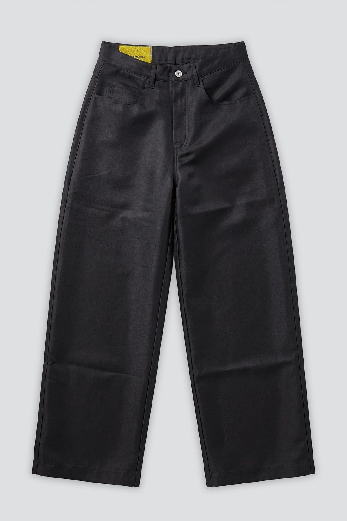 Black Heavy Satin Boyfriend Trousers