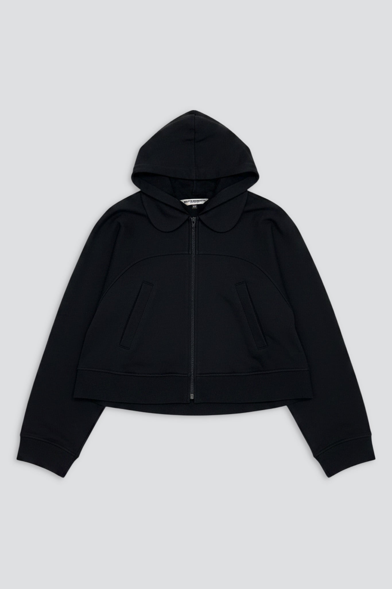 Black Hooded A-Line Zip Up