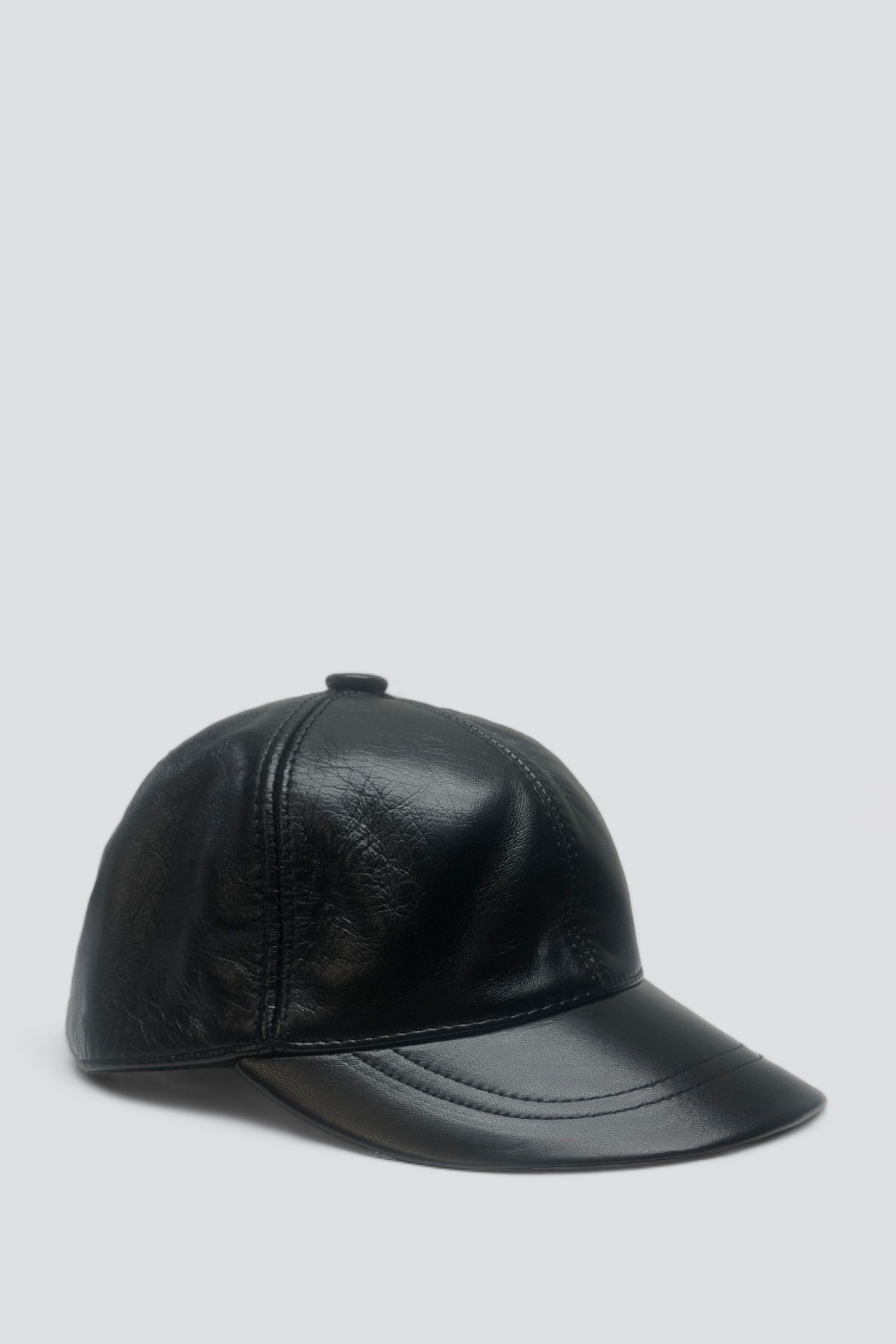Black Leather Baseball Cap