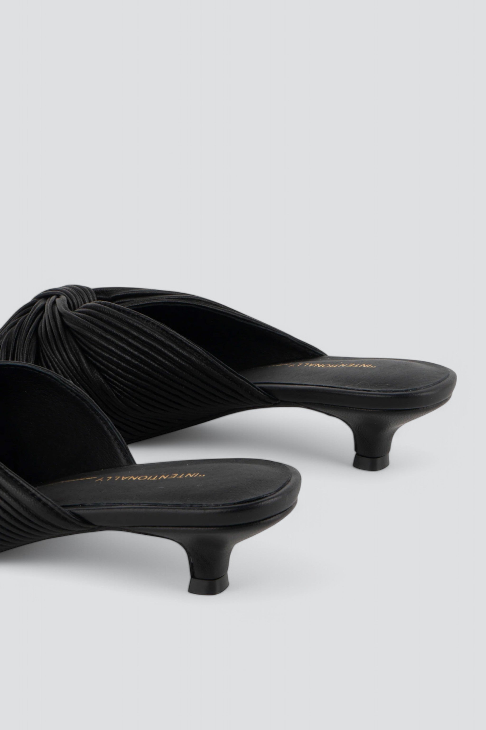 Black Leather Curfew Kitten Heel
