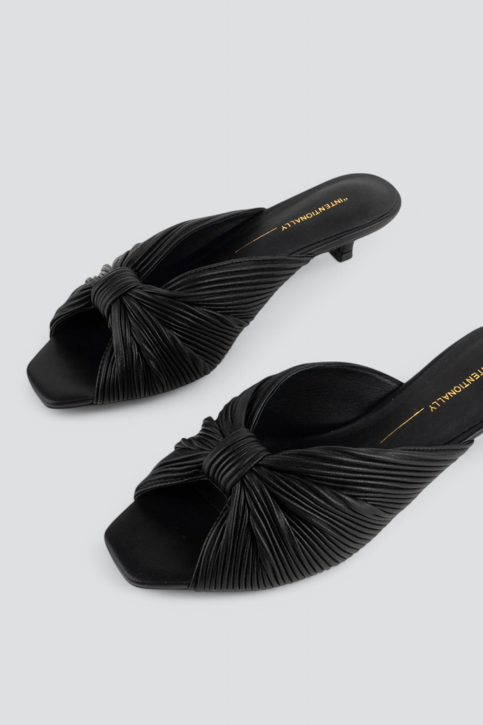 Black Leather Curfew Kitten Heel