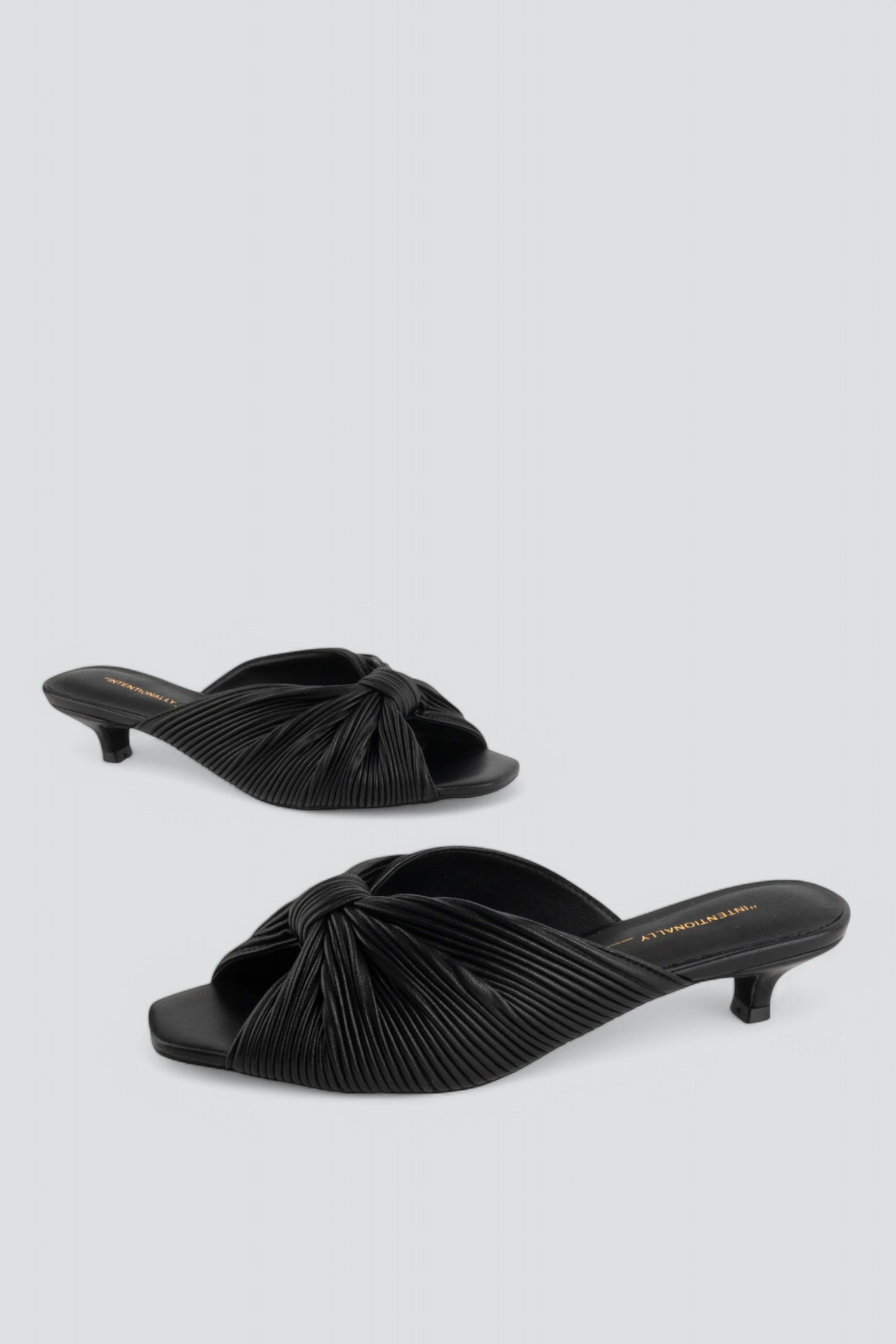 Black Leather Curfew Kitten Heel