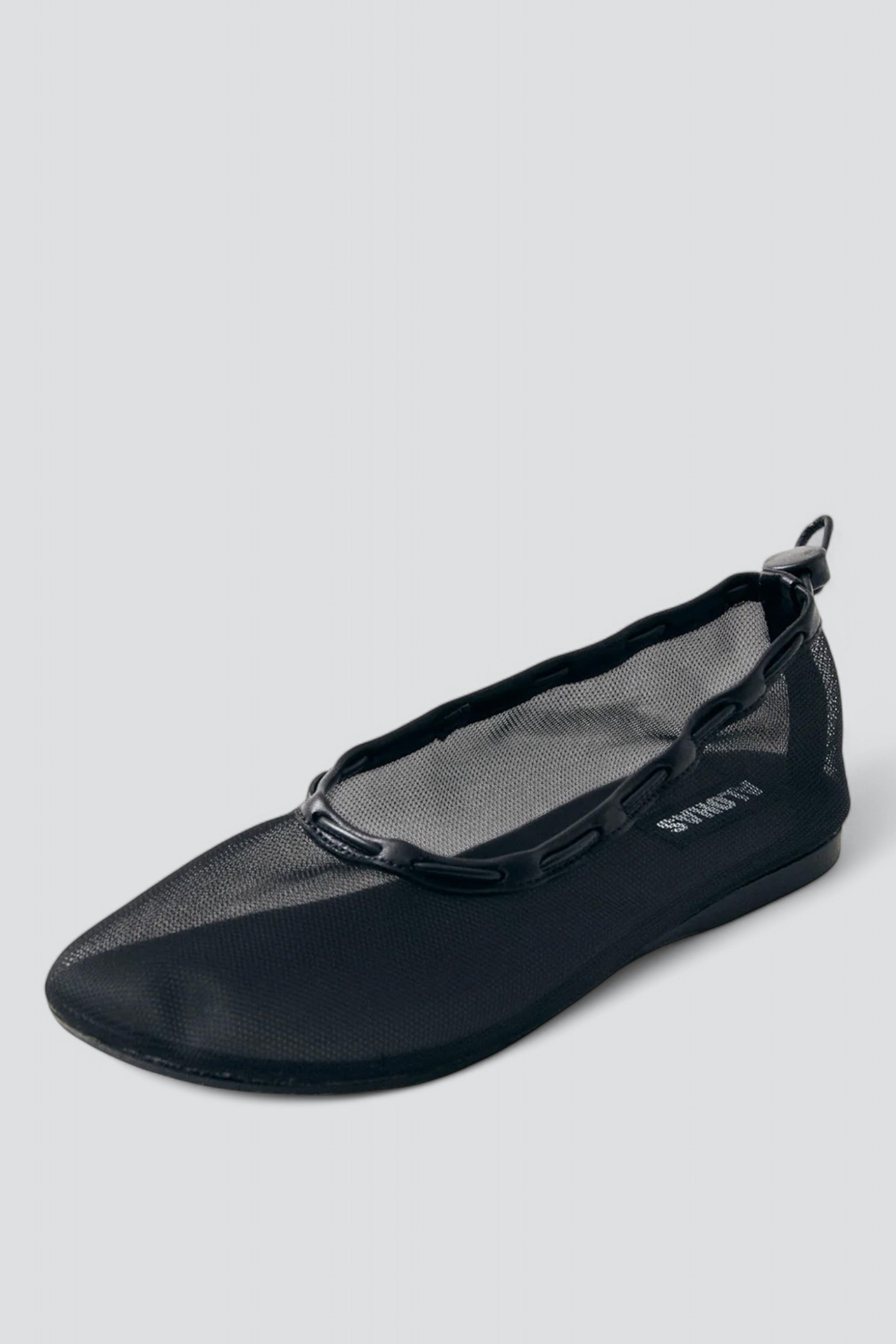 Black Leather Gill Mesh Ballet Flat