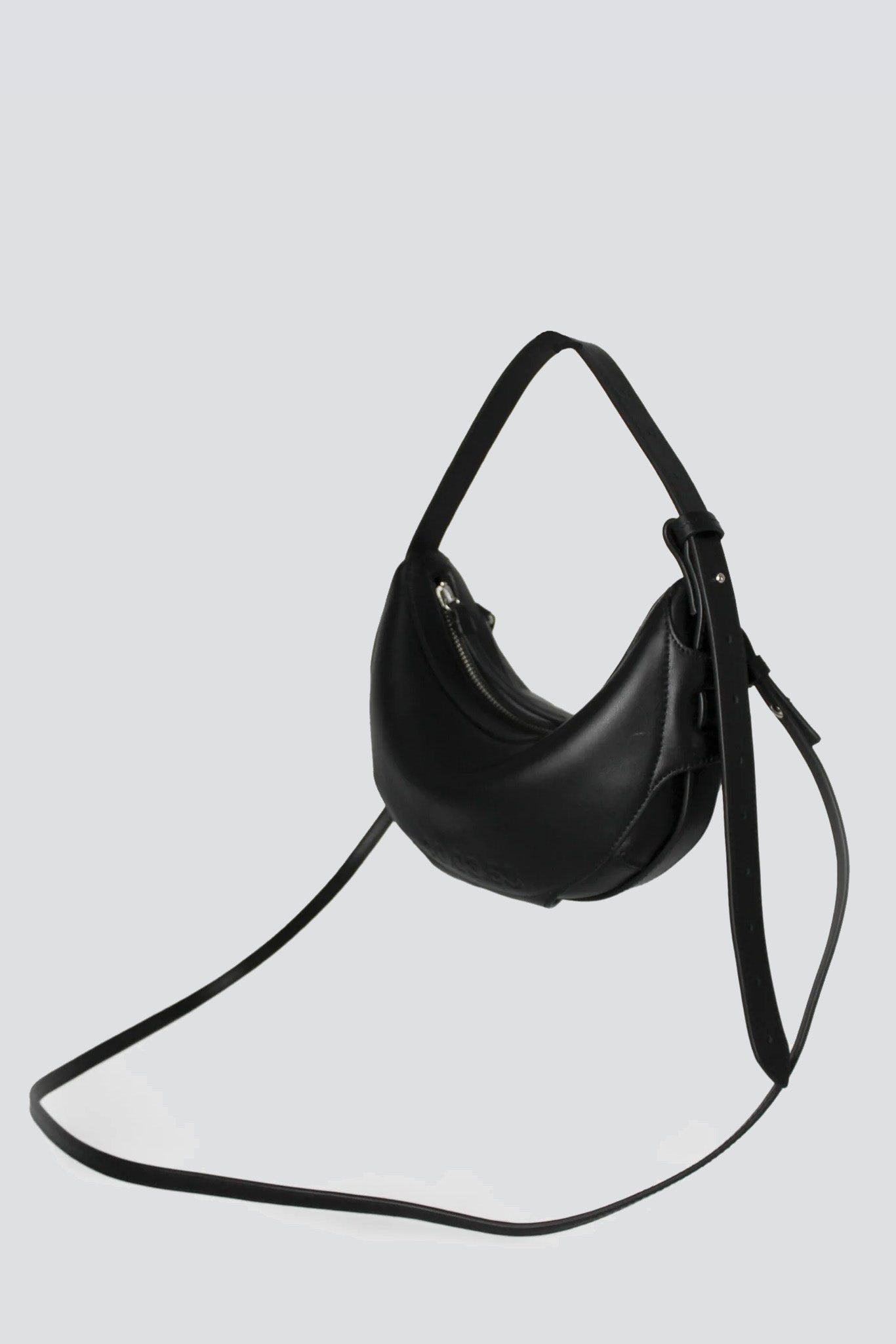 Black Leather Half Moon Bag