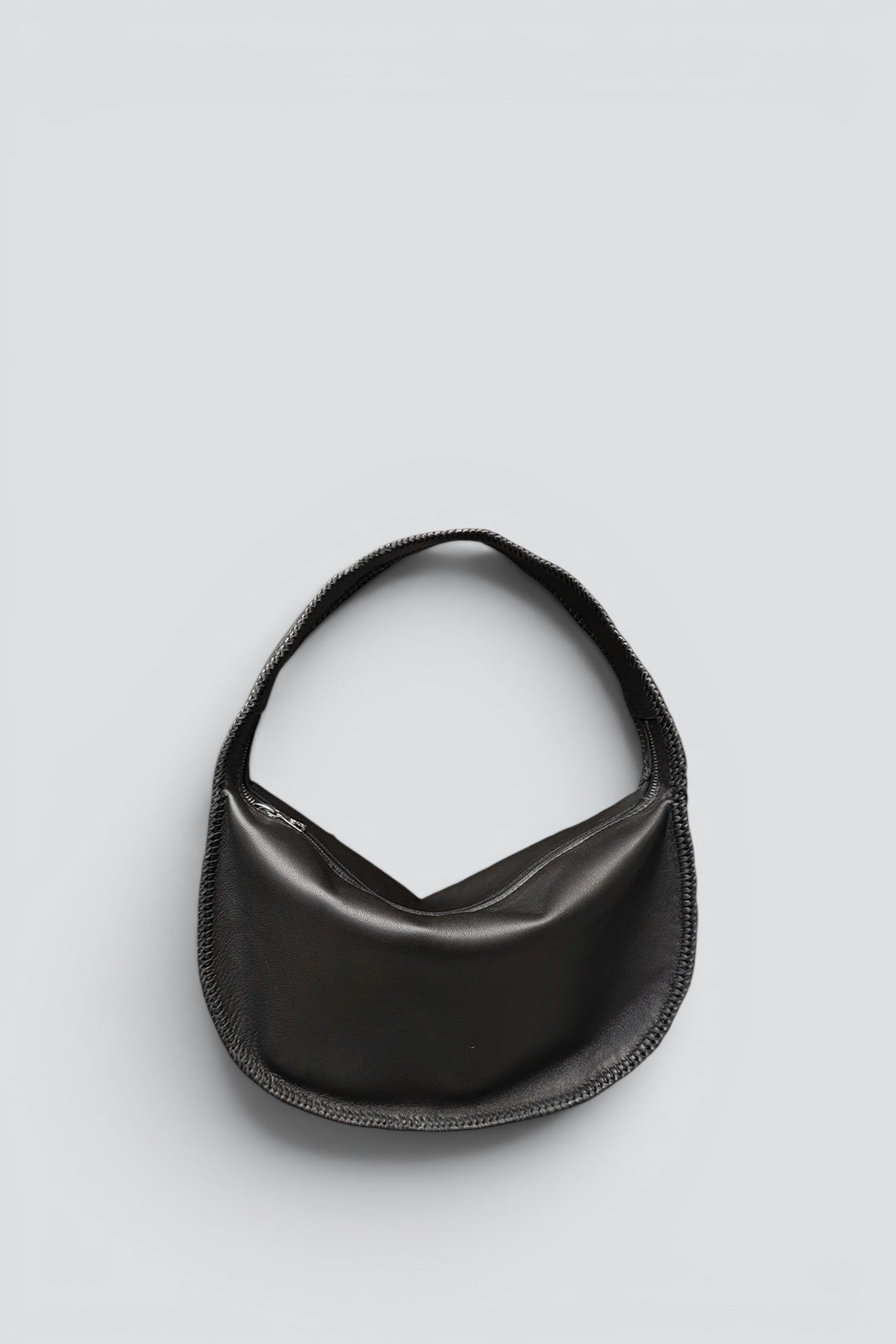 Black Leather Half Moon Shoulder Bag