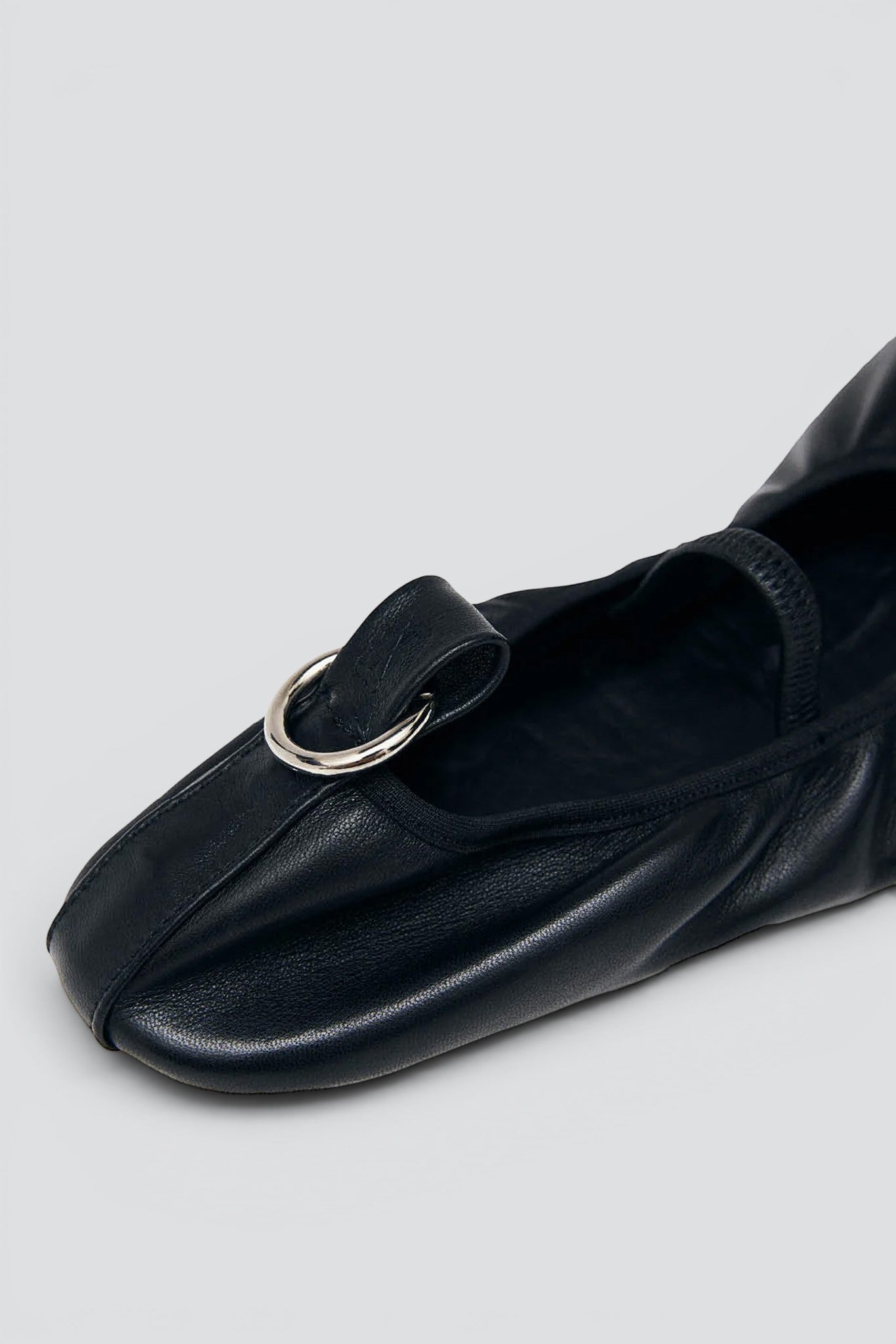Black Leather Naira Ballet Flats