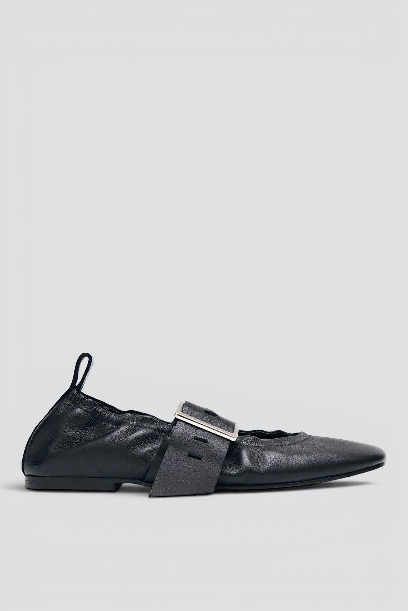 Black Leather Sarea Ballet Flats