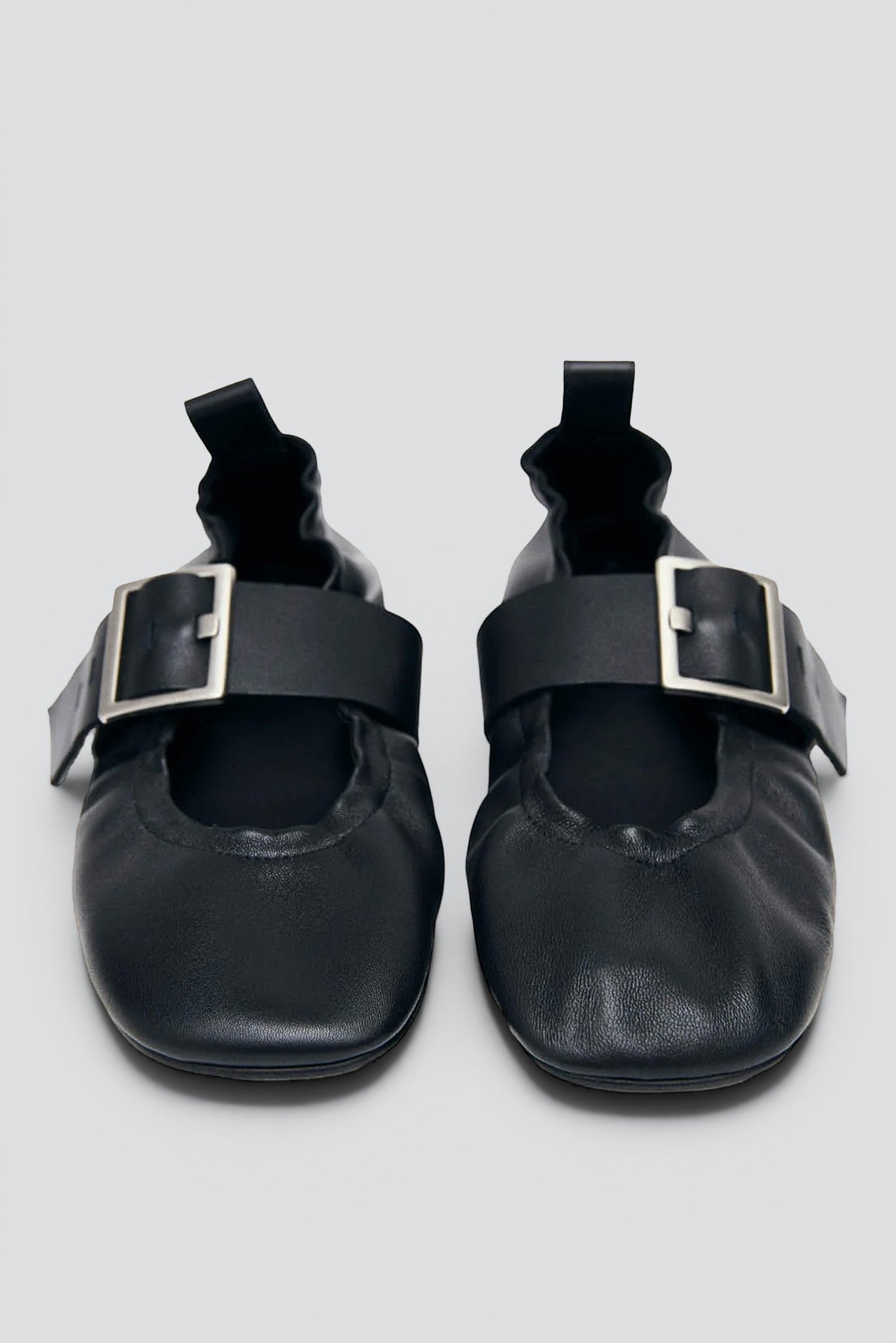 Black Leather Sarea Ballet Flats