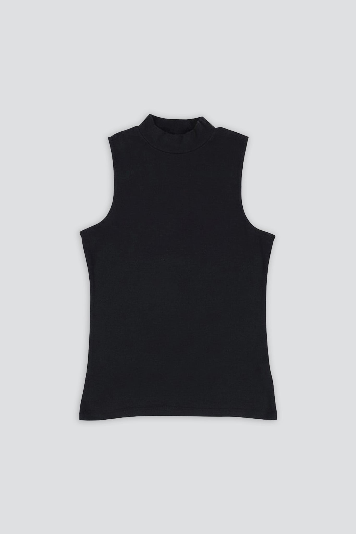 Black Mariposa Sleeveless Mock Tee