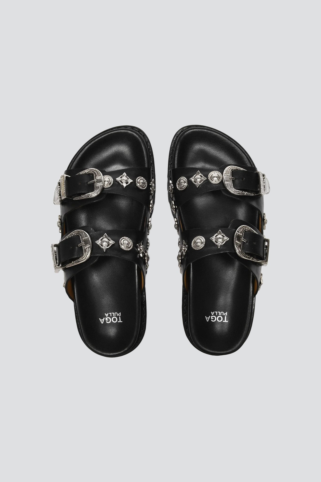 Black Metal Buckle Sandal