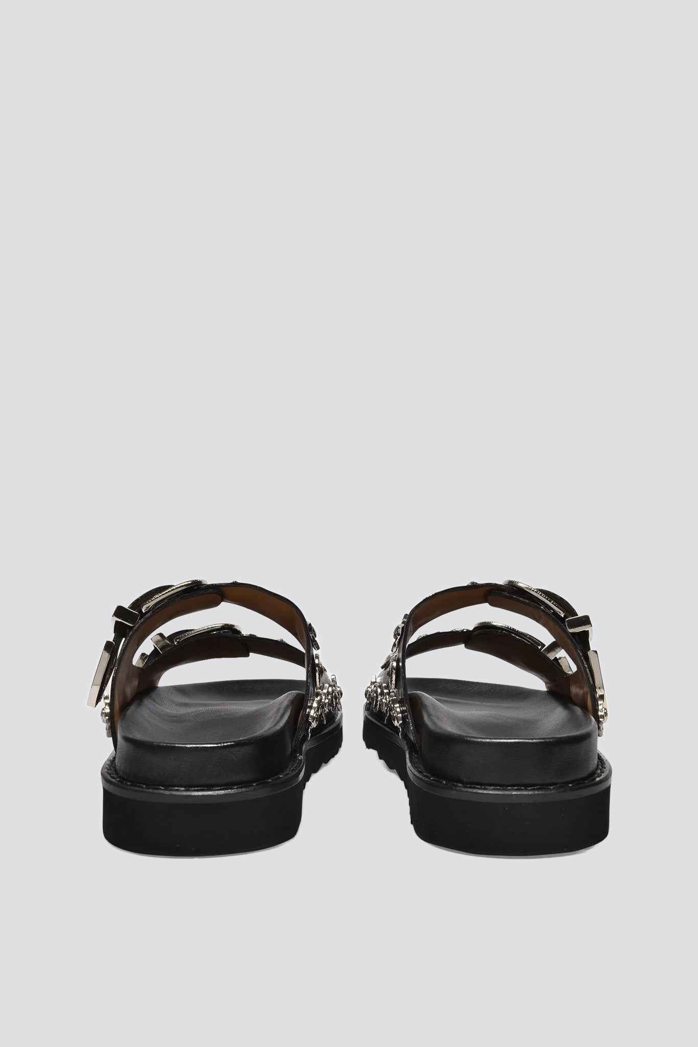 Black Metal Buckle Sandal