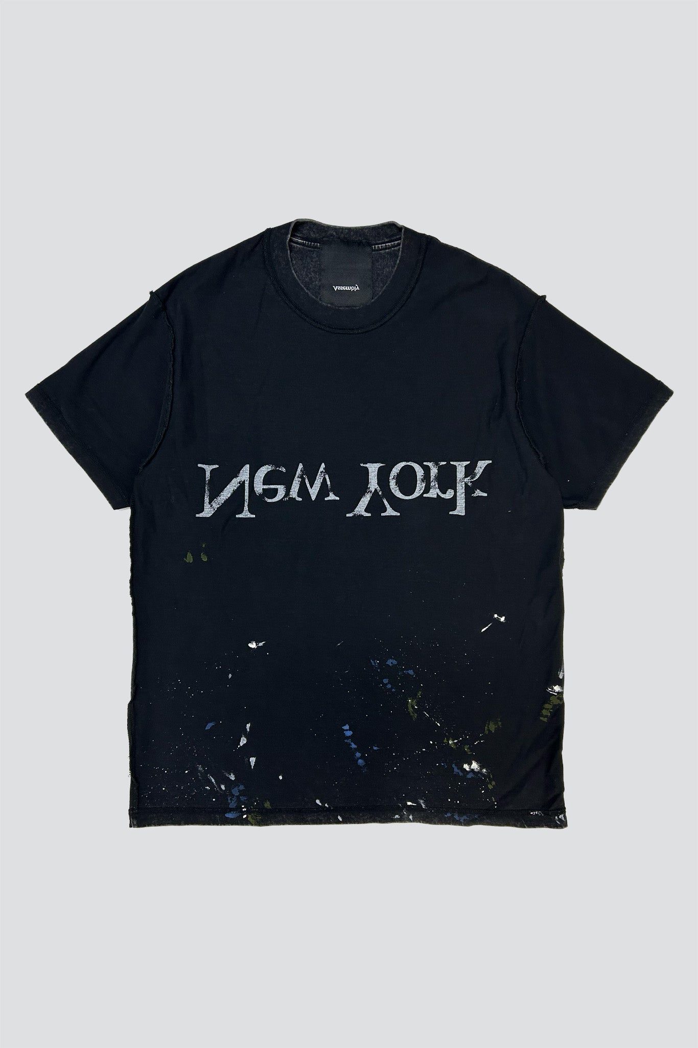 Black Painted New York Logo T-Shirt
