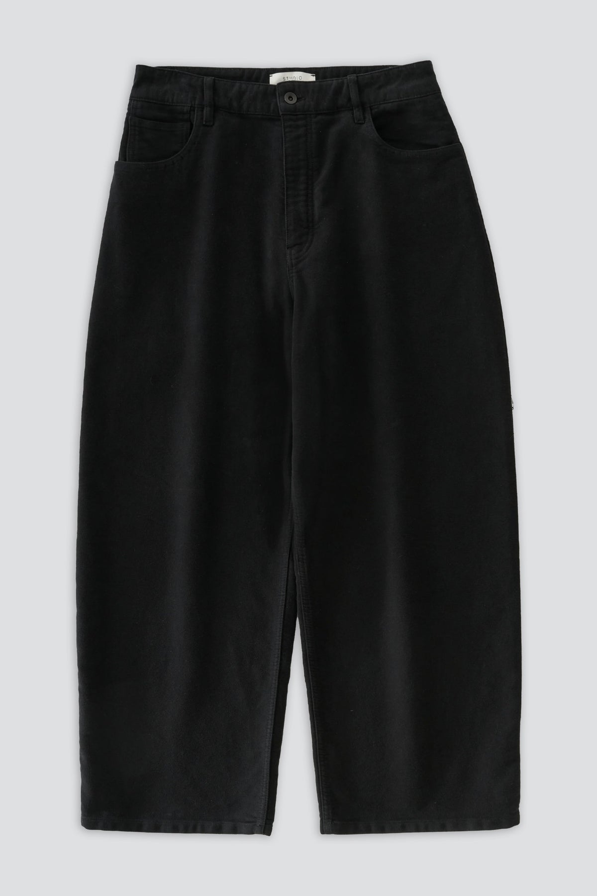 Black Paolo Moleskin Wide Leg Pant