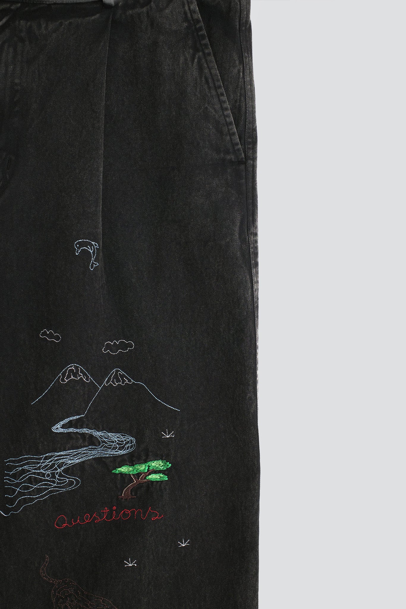 Black Questions Pleated Pant