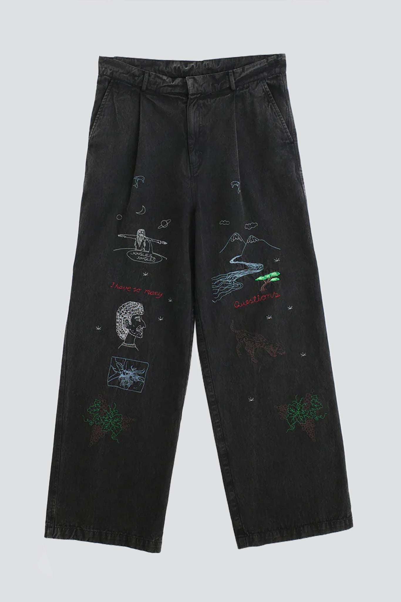 Black Questions Pleated Pant