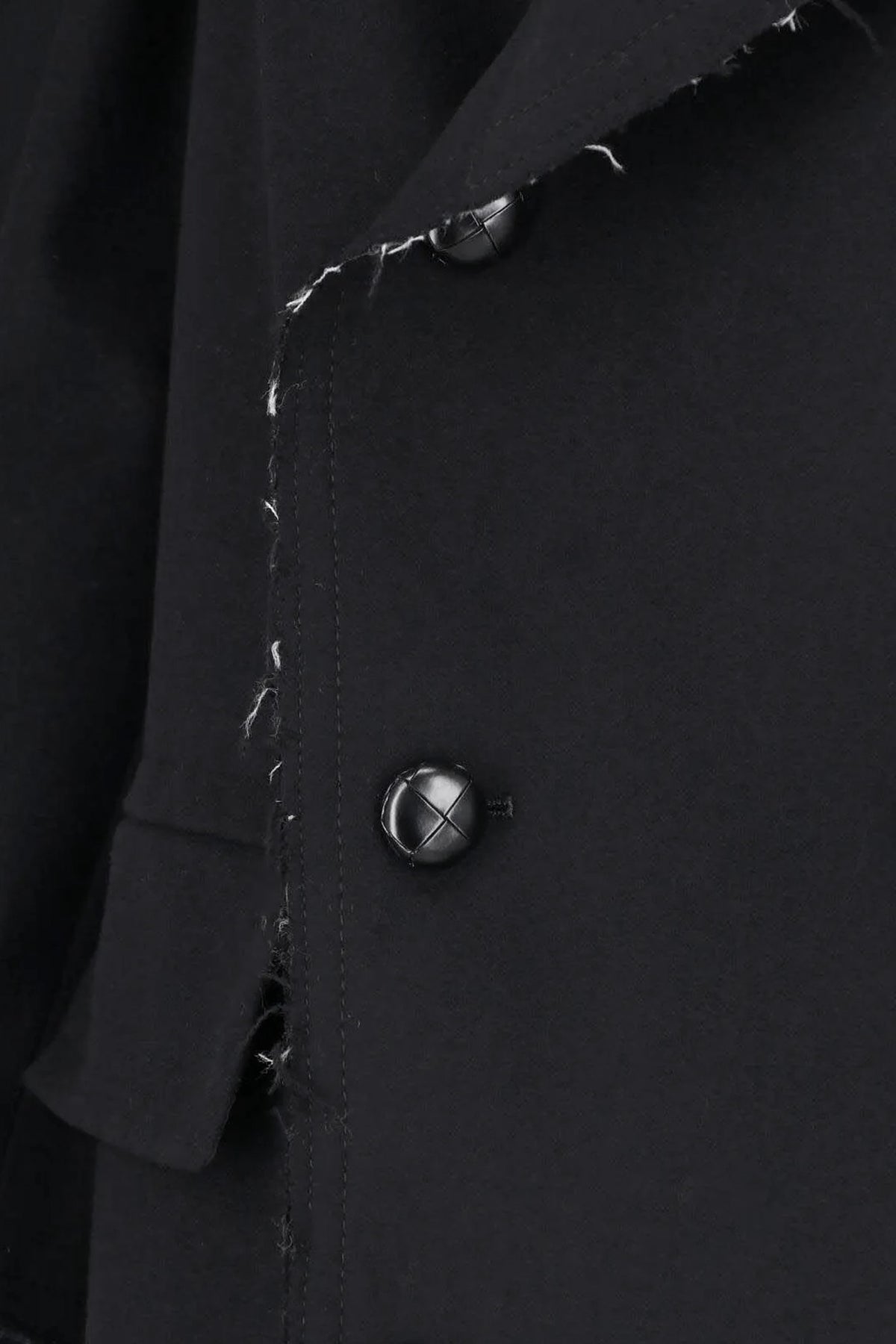 Black Raw Edge Wool Coat