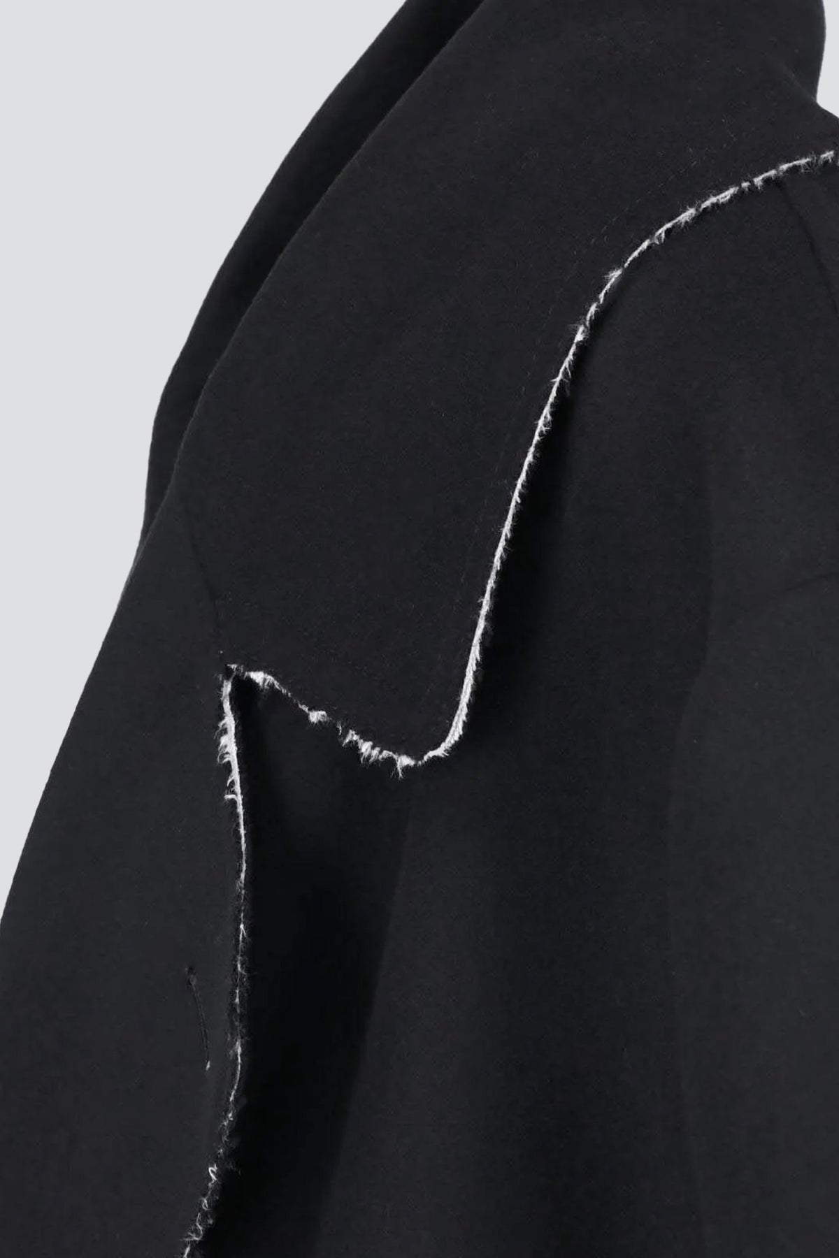 Black Raw Edge Wool Coat
