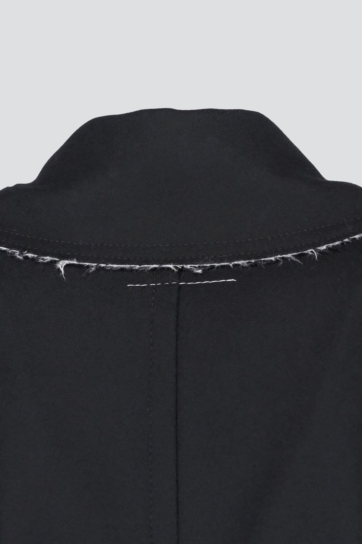 Black Raw Edge Wool Coat