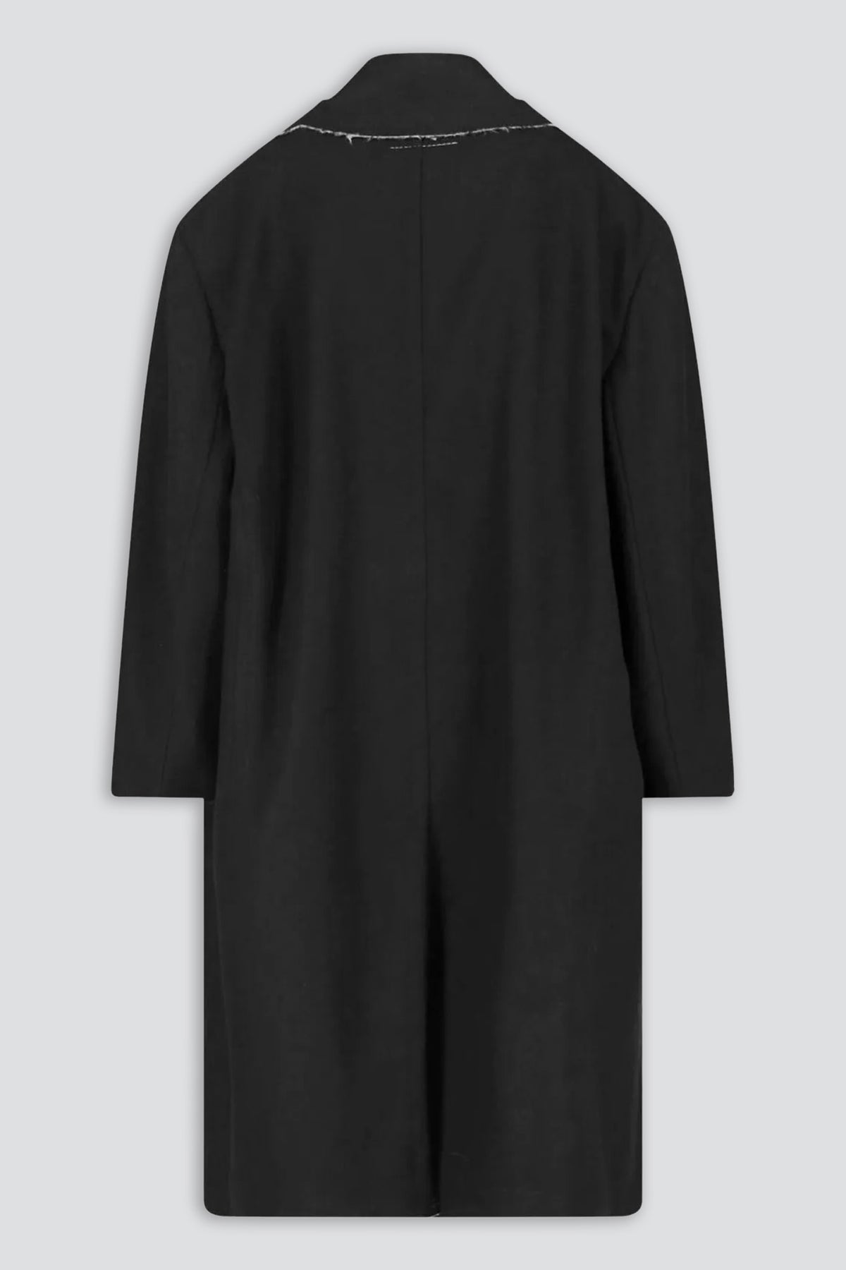 Black Raw Edge Wool Coat