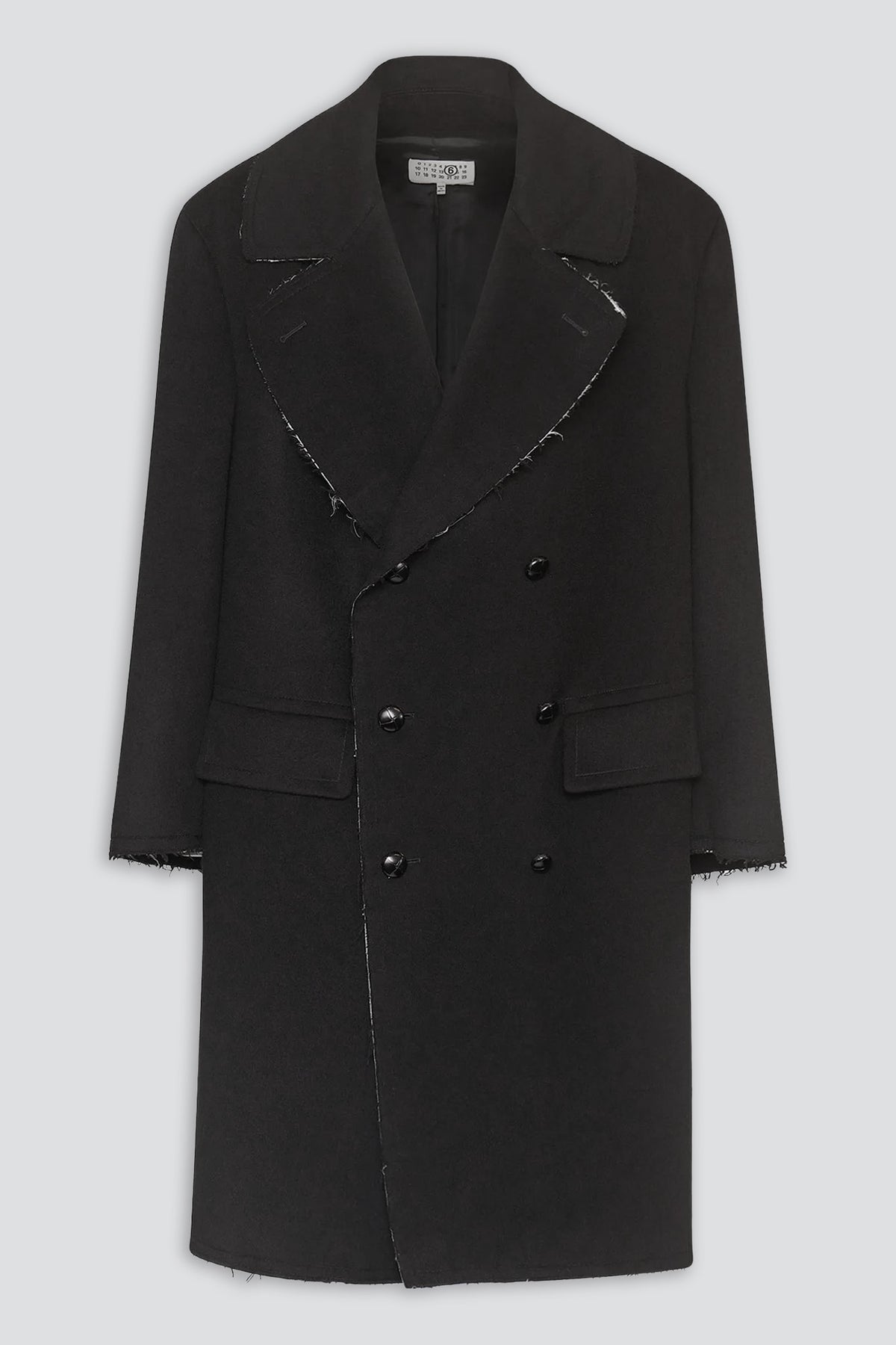 Black Raw Edge Wool Coat
