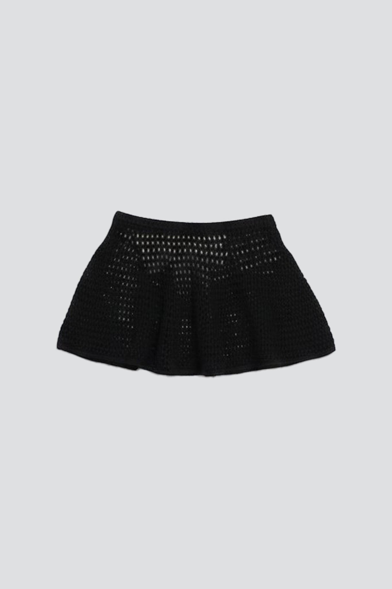 Black Pointelle Flare Skirt
