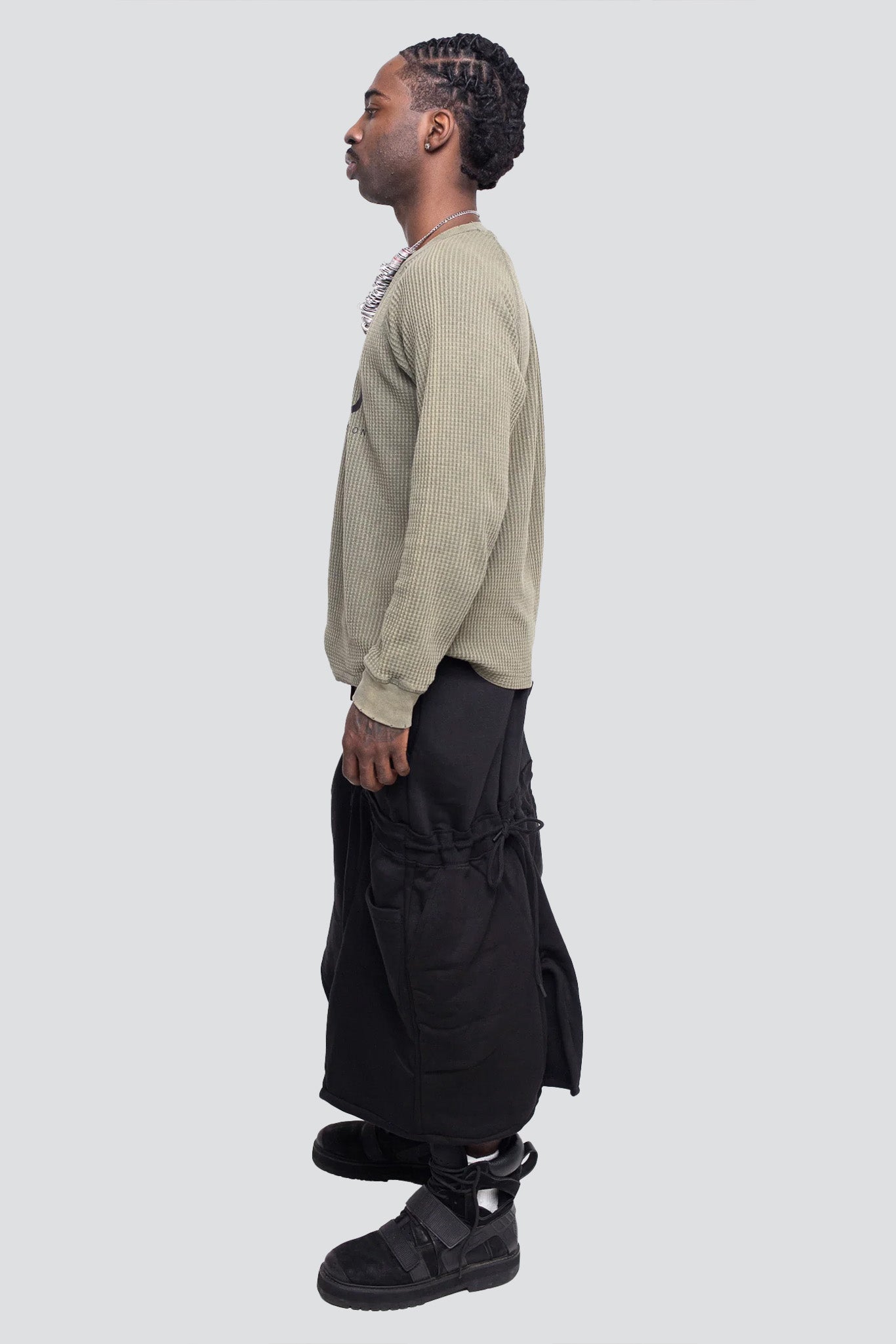 Black Sweatpant Spiral Skirt