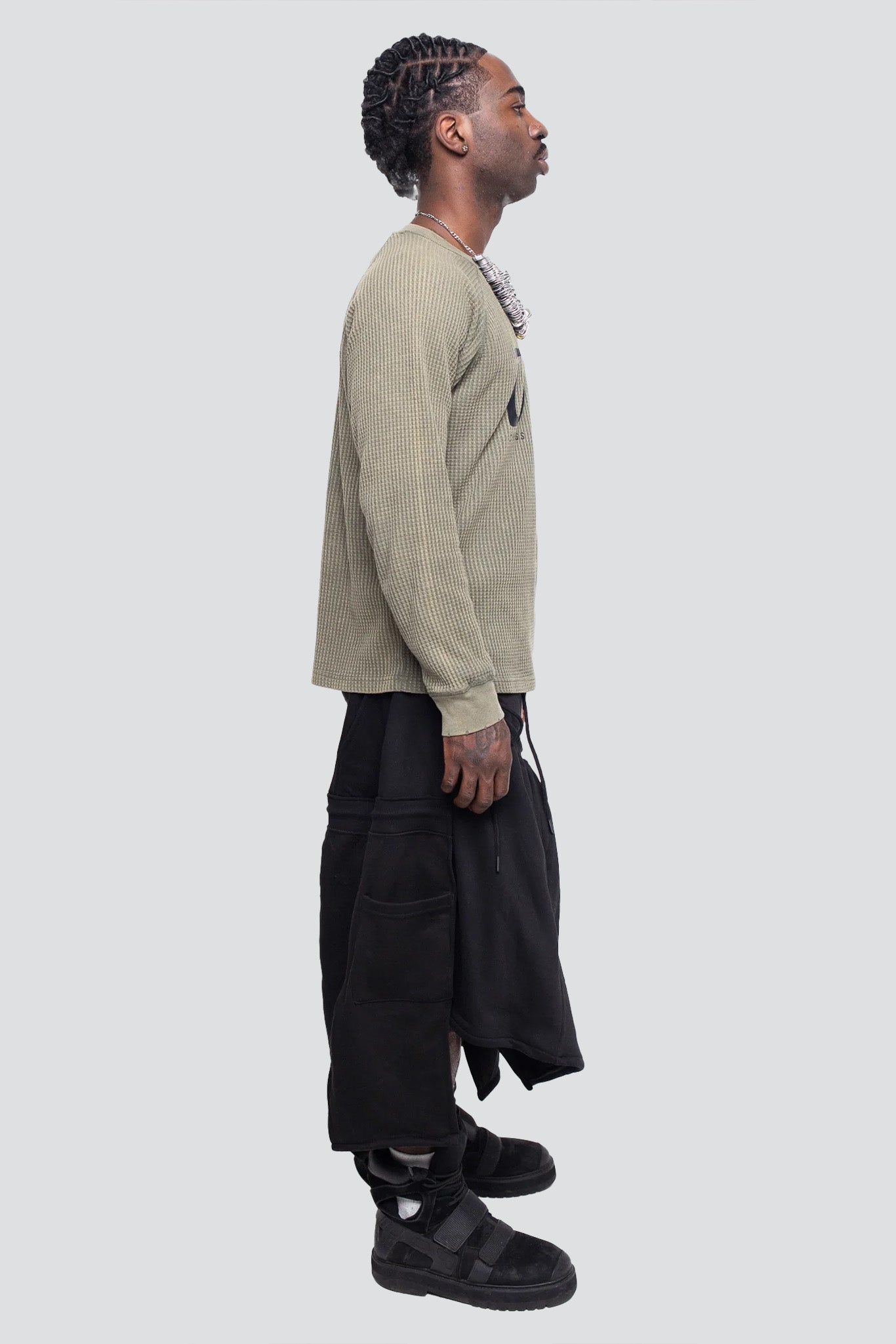 Black Sweatpant Spiral Skirt