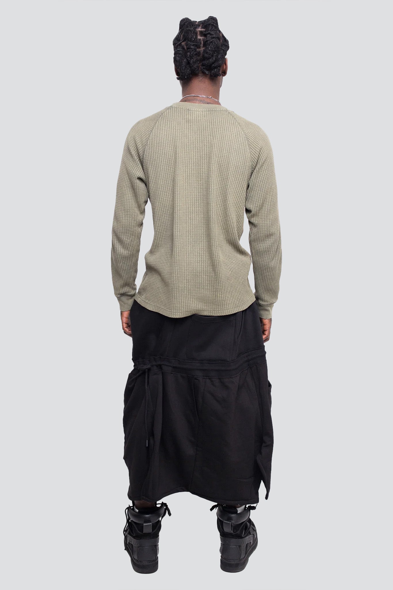 Black Sweatpant Spiral Skirt