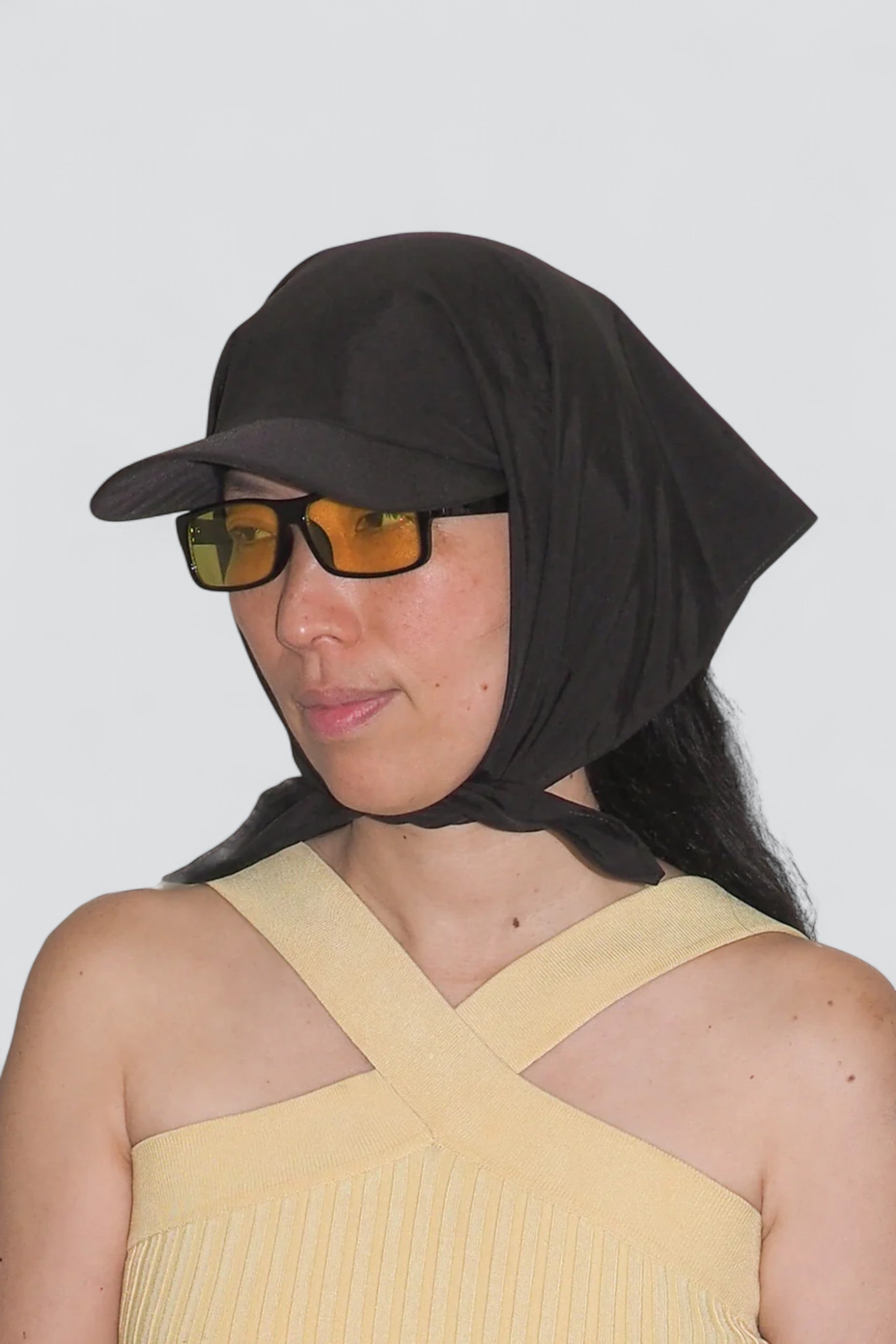 Black Taslan Swim Brimmed Scarf