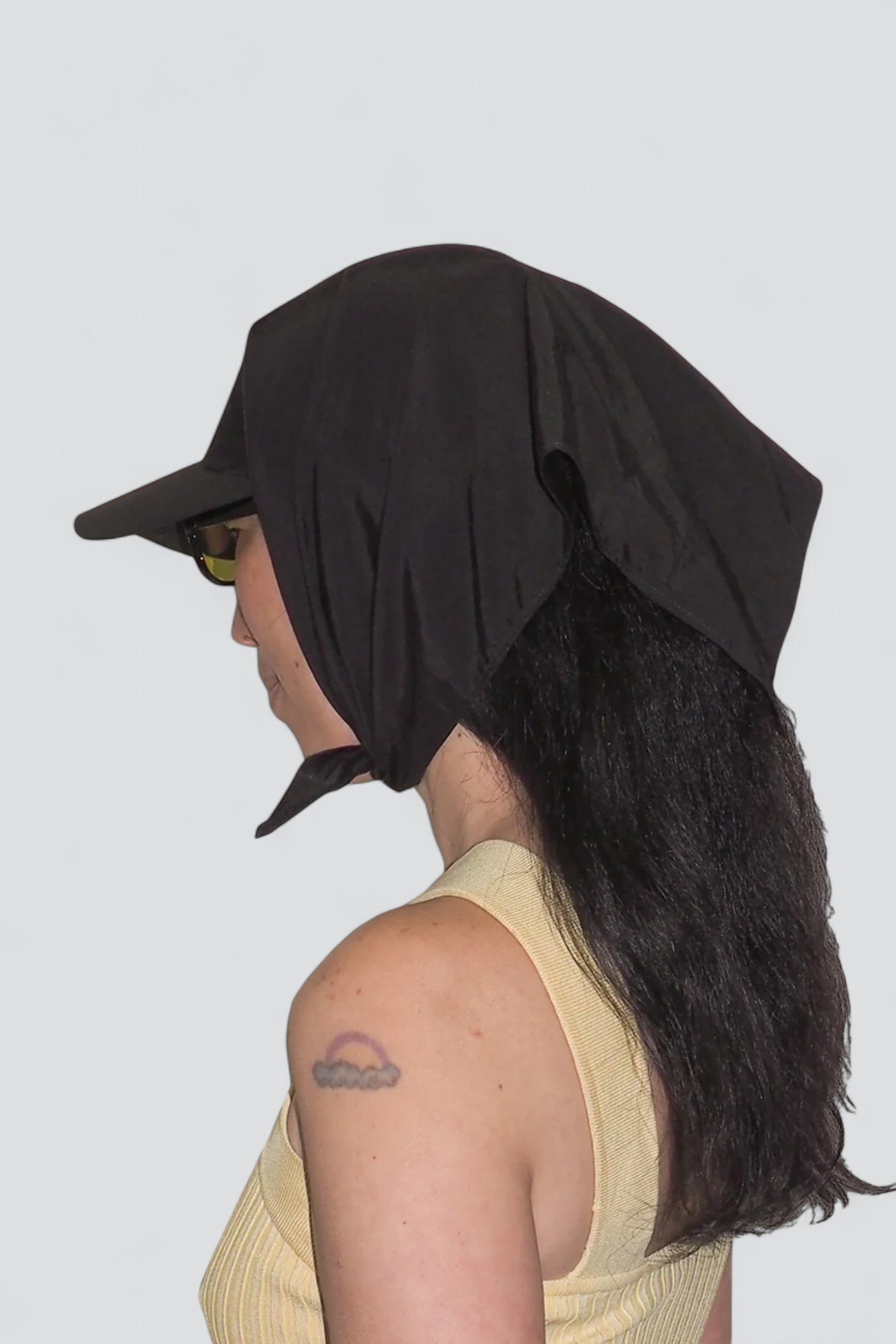 Black Taslan Swim Brimmed Scarf