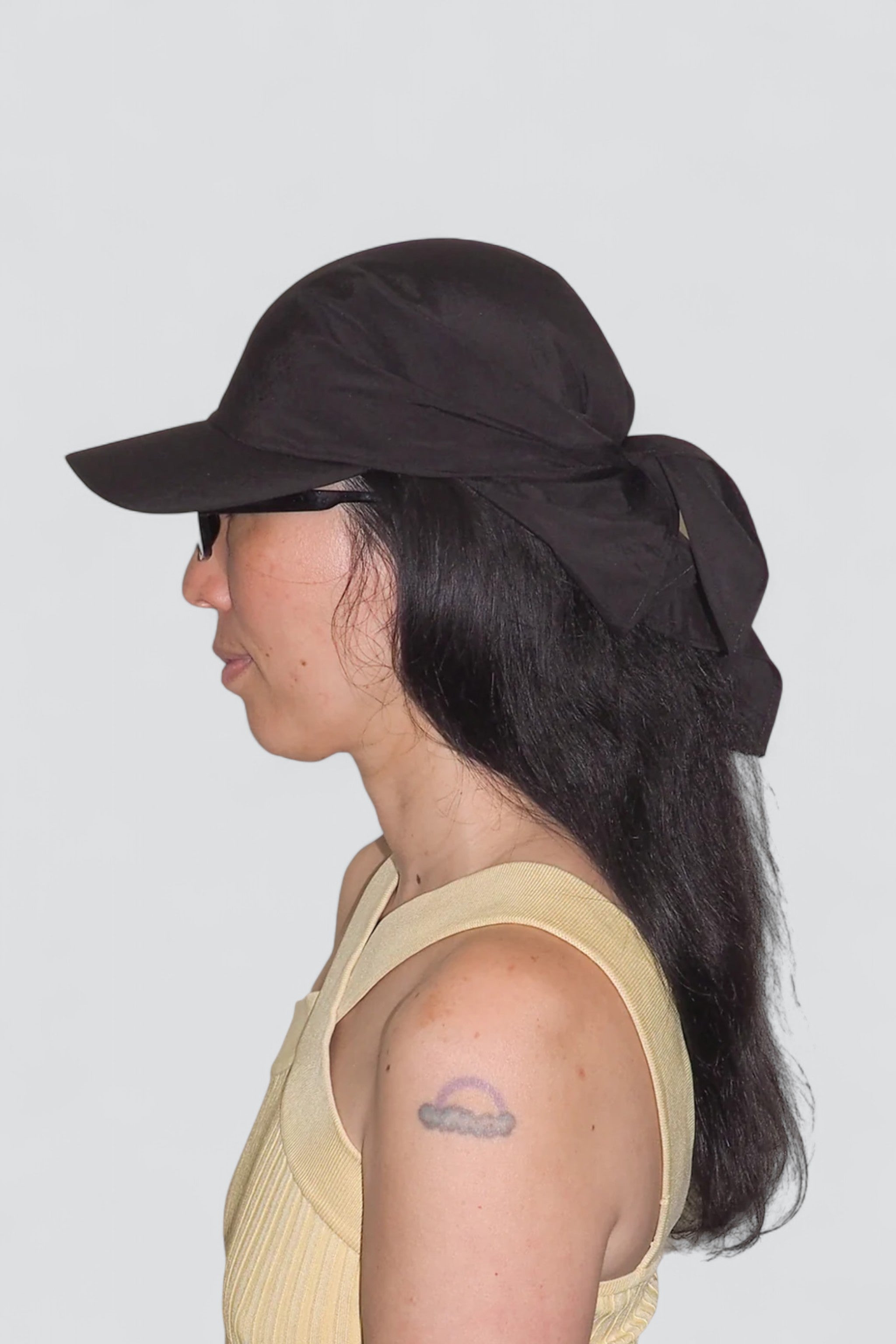 Black Taslan Swim Brimmed Scarf