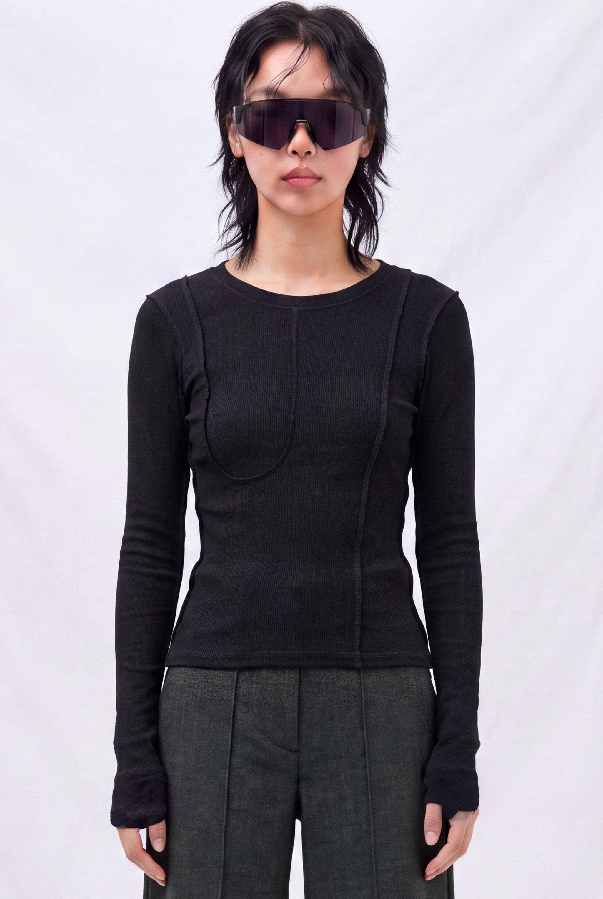 Black Tencel Jersey Twisted Top